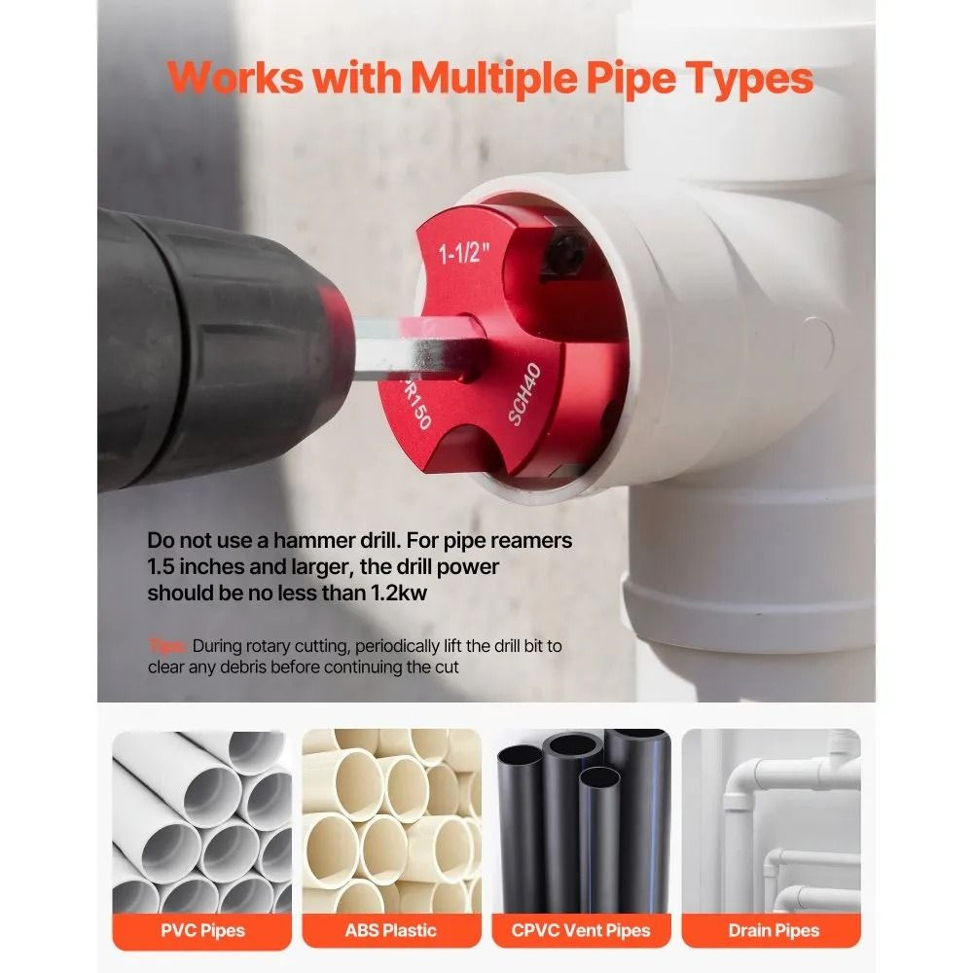 PVC Pipe Reamer Kit 7 Piece Fitting Socket Saver Tool Set For Plumbing Repairs 3