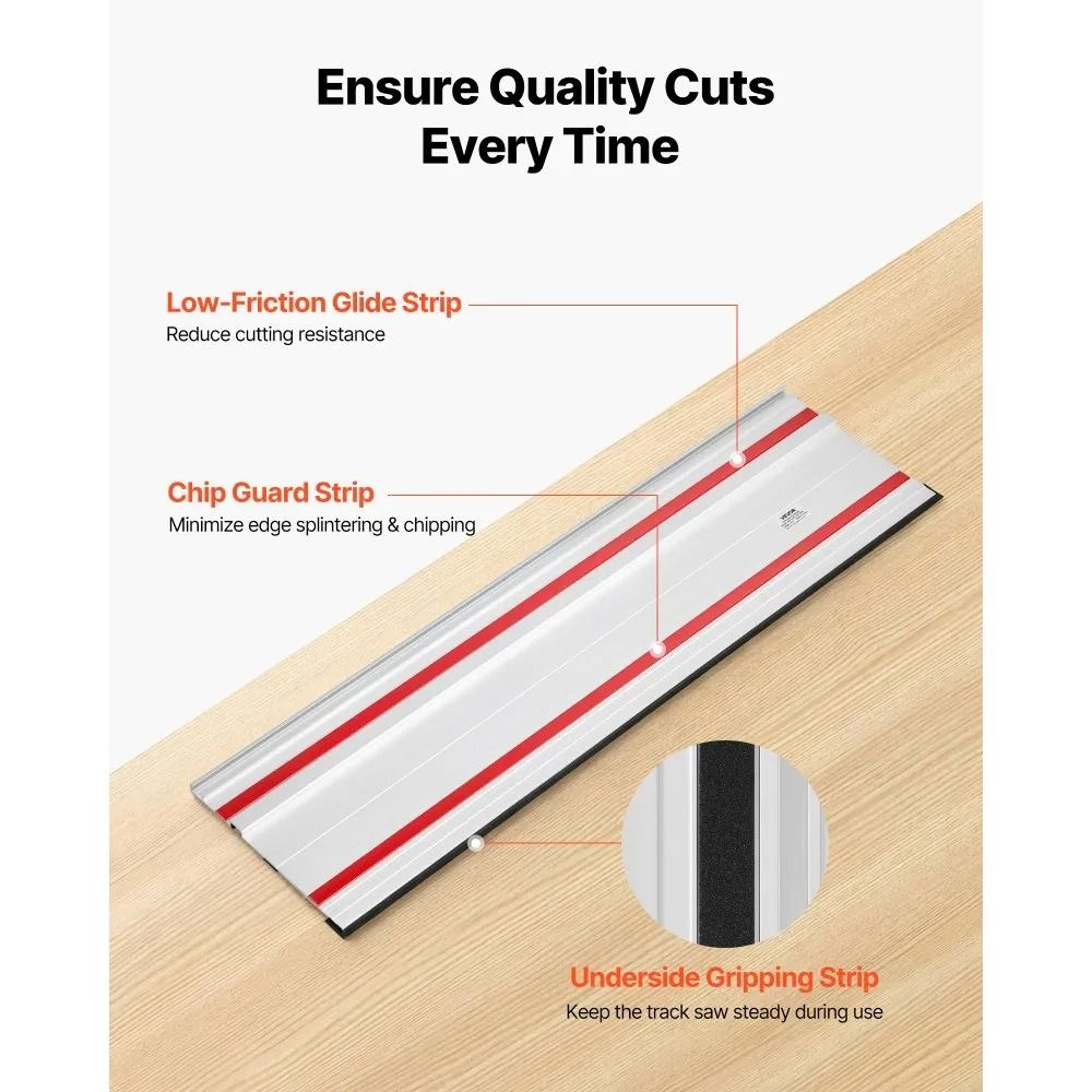 55 Inch Track Saw Guide Rail Kit For Precise Woodworking Cuts 2