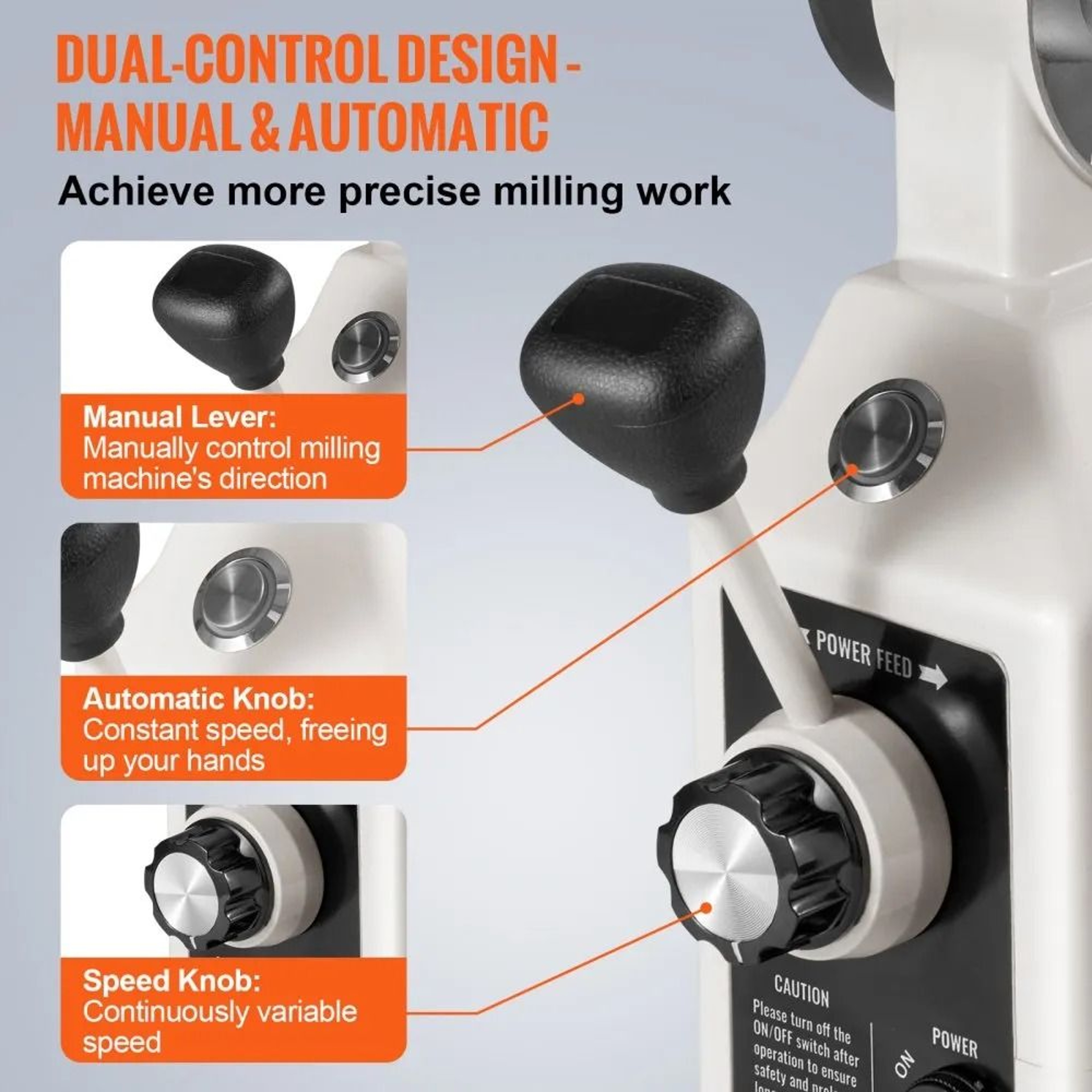 ZAxis Power Feed For Milling Machine With 450 Inlb Torque Adjustable Speed Control 2