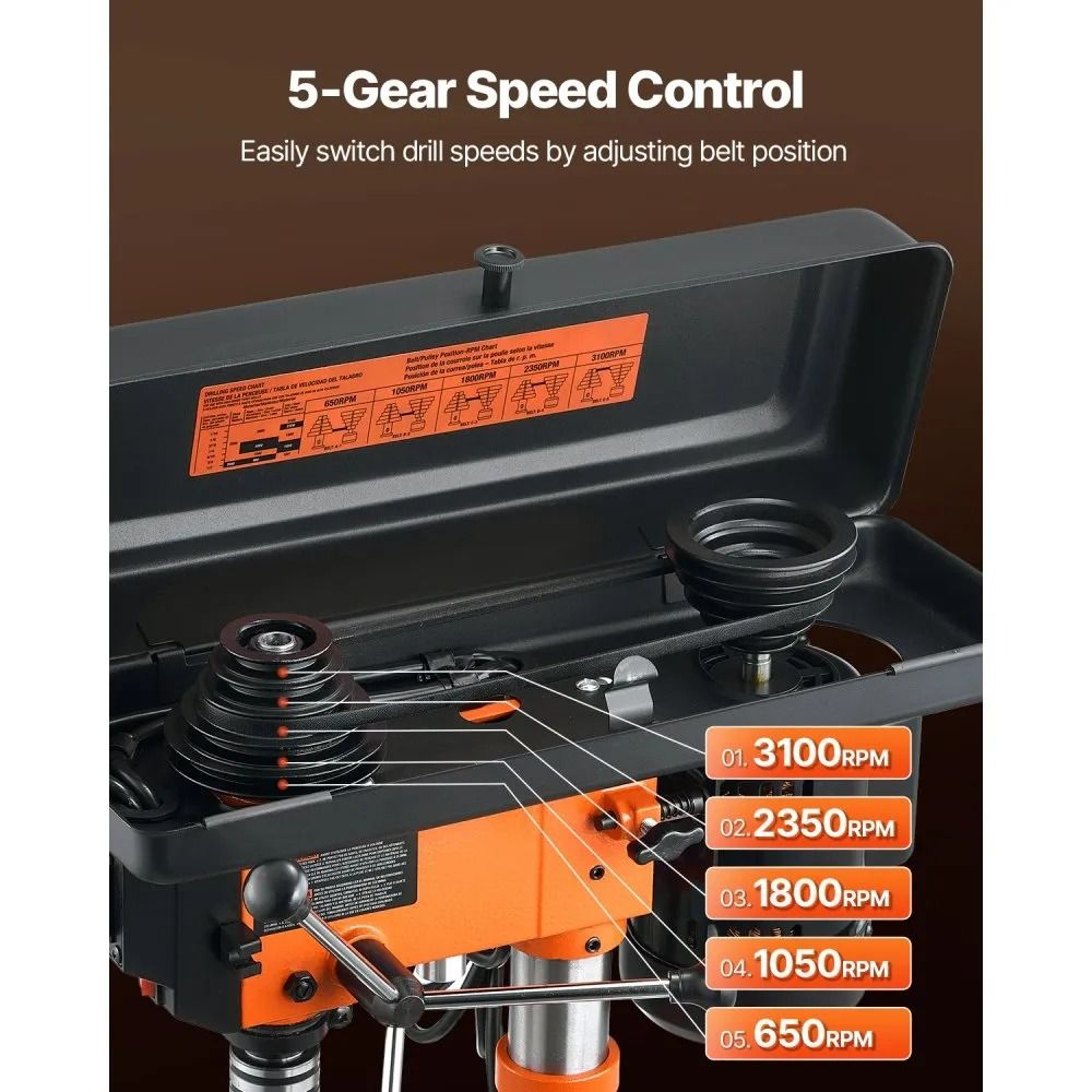 10 Inch Benchtop Drill Press Variable Speed Machine For Wood And Metal Drilling 5