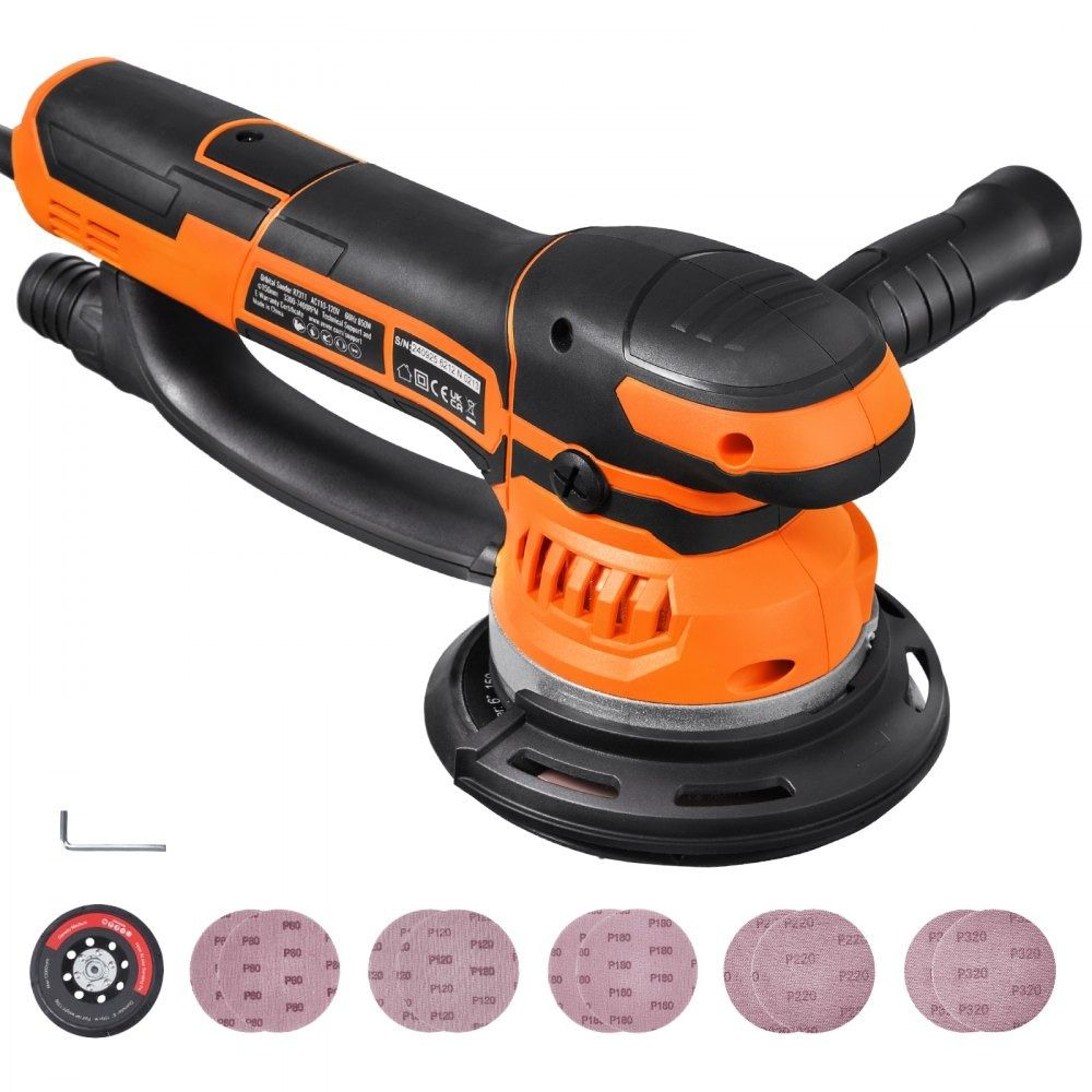 6 Inch Random Orbital Sander 850W Dual Action Electric Palm Sander With Variable Speed 0