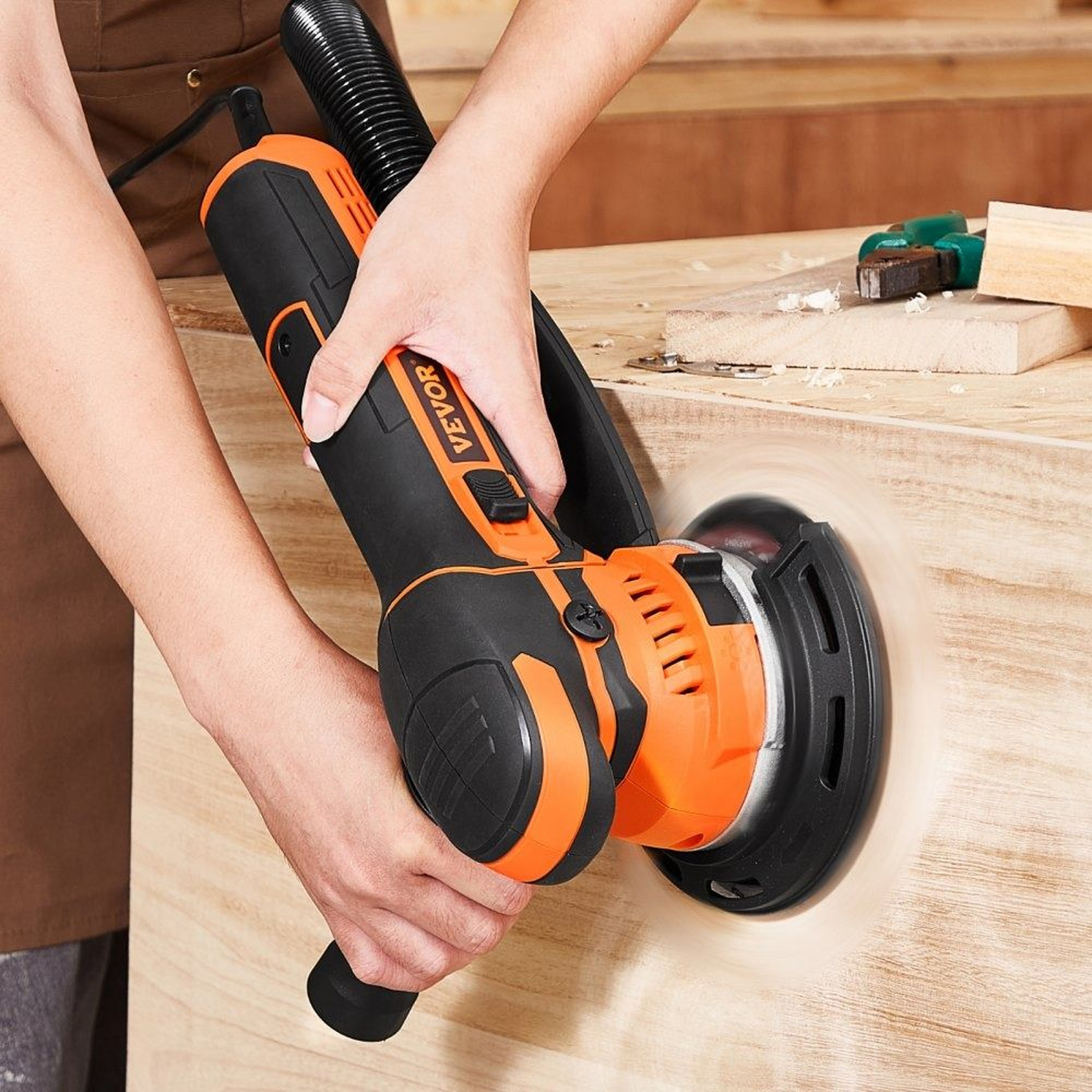 6 Inch Random Orbital Sander 850W Dual Action Electric Palm Sander With Variable Speed 6