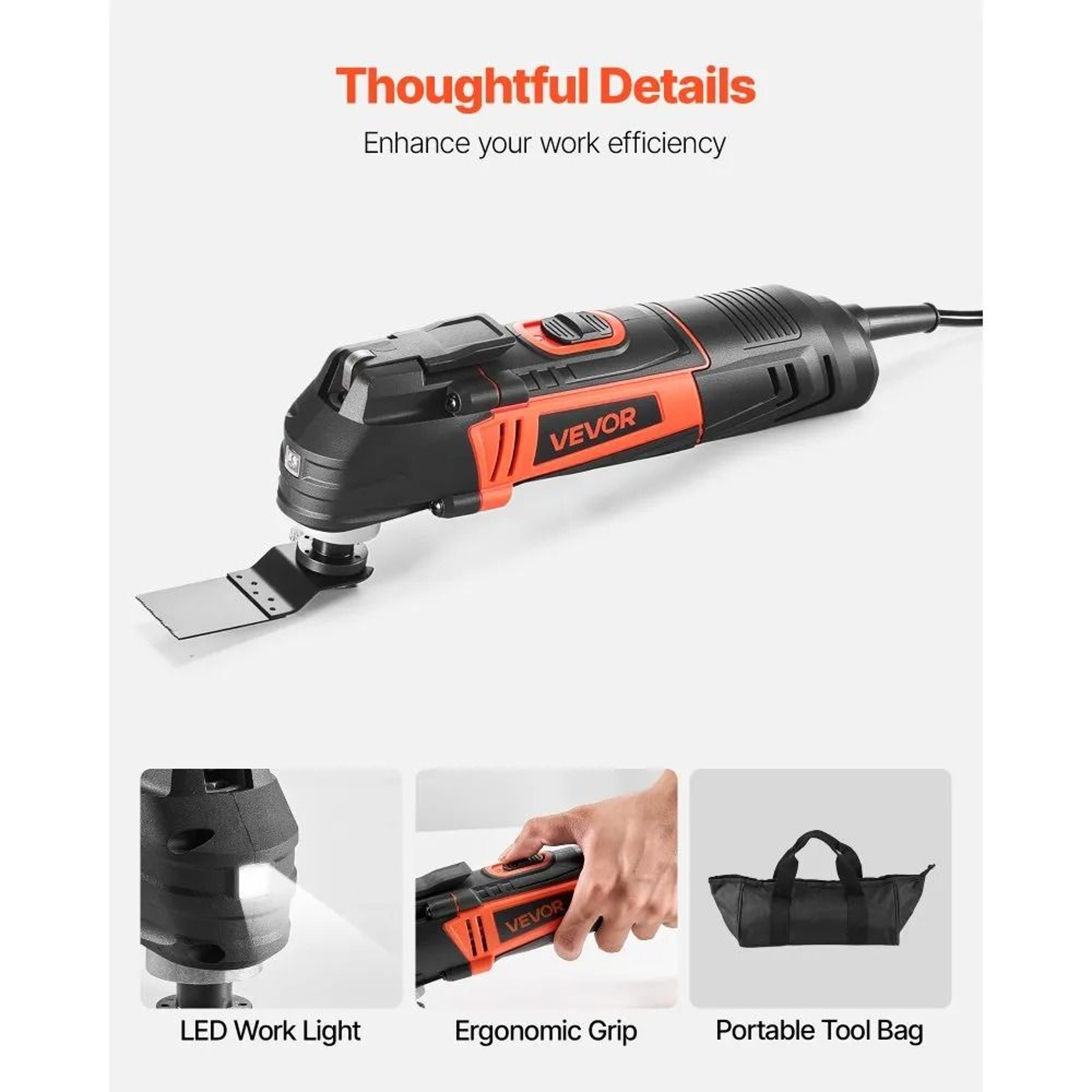Oscillating Multi Tool 4 Amp Corded Electric Multitool With 6 Speeds LED Light And 13 Accessories 3