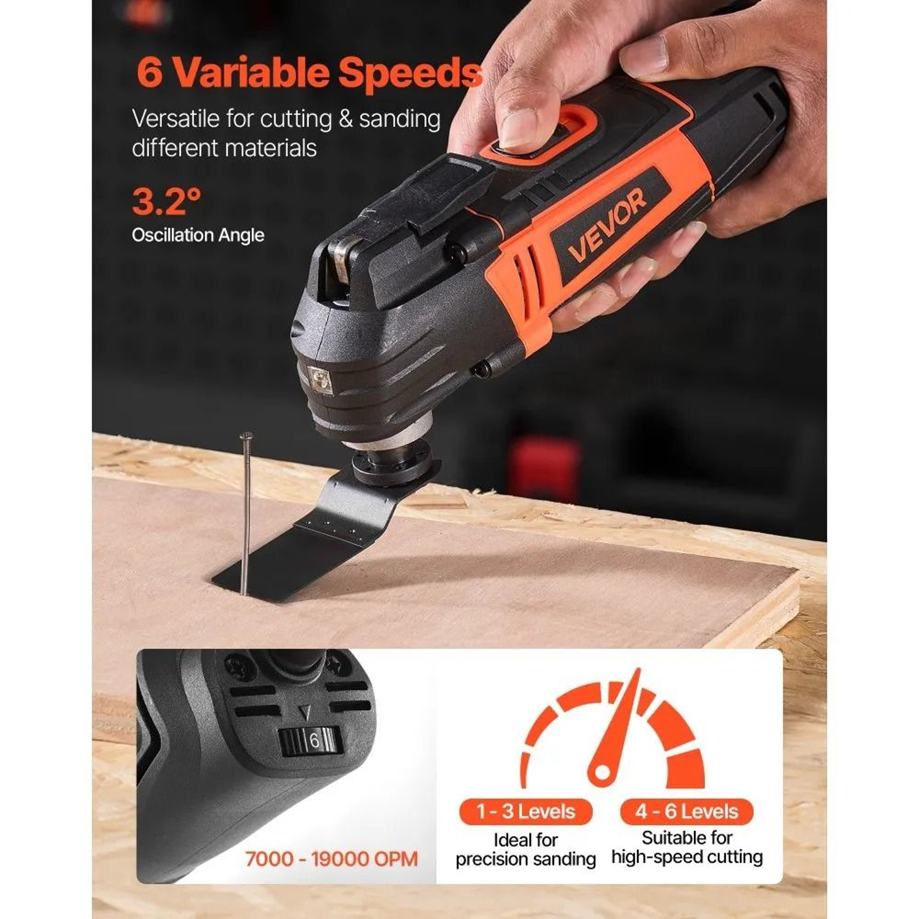 Oscillating Multi Tool 4 Amp Corded Electric Multitool With 6 Speeds LED Light And 13 Accessories 1