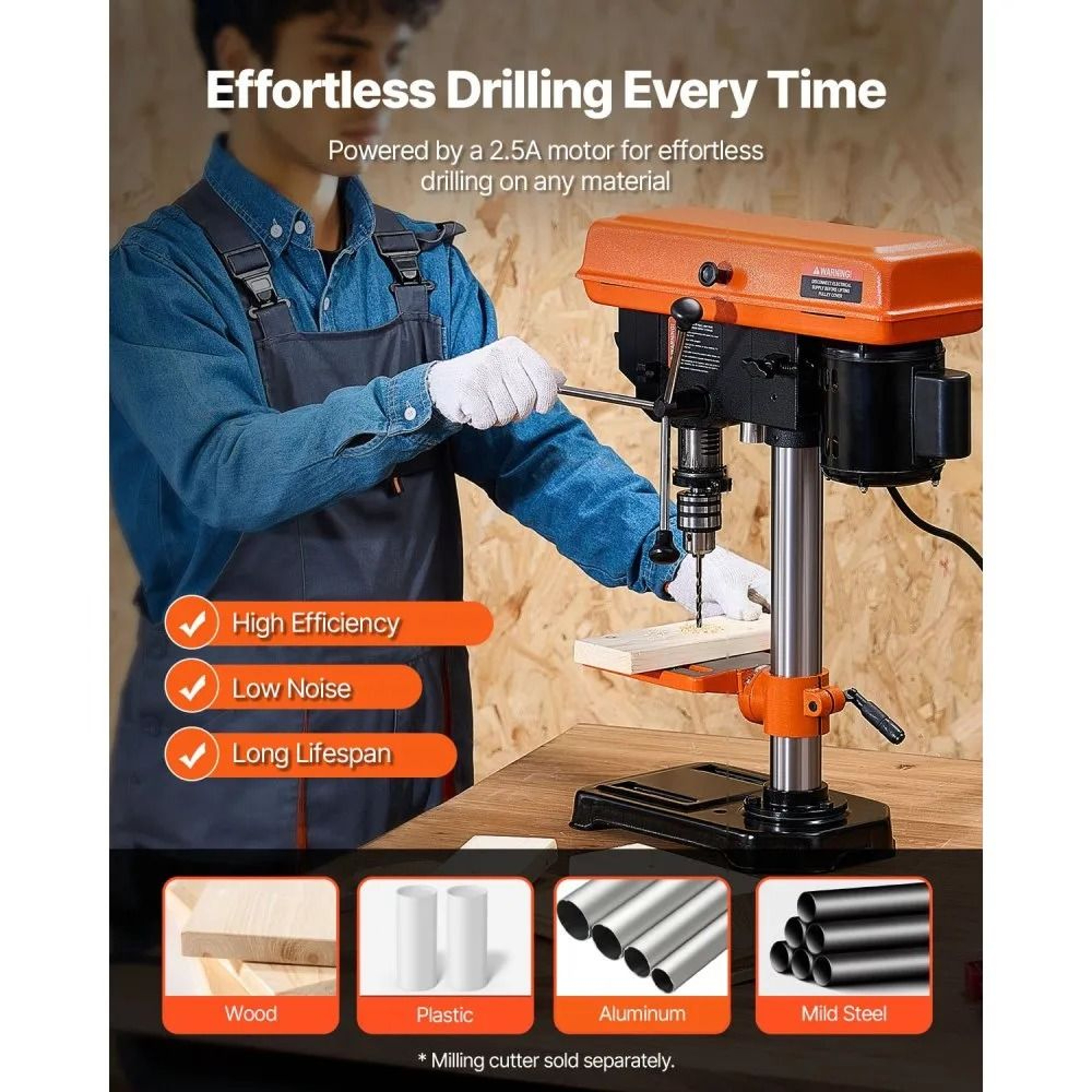 8 Inch Benchtop Drill Press With Adjustable Speed And LED Work Light 1