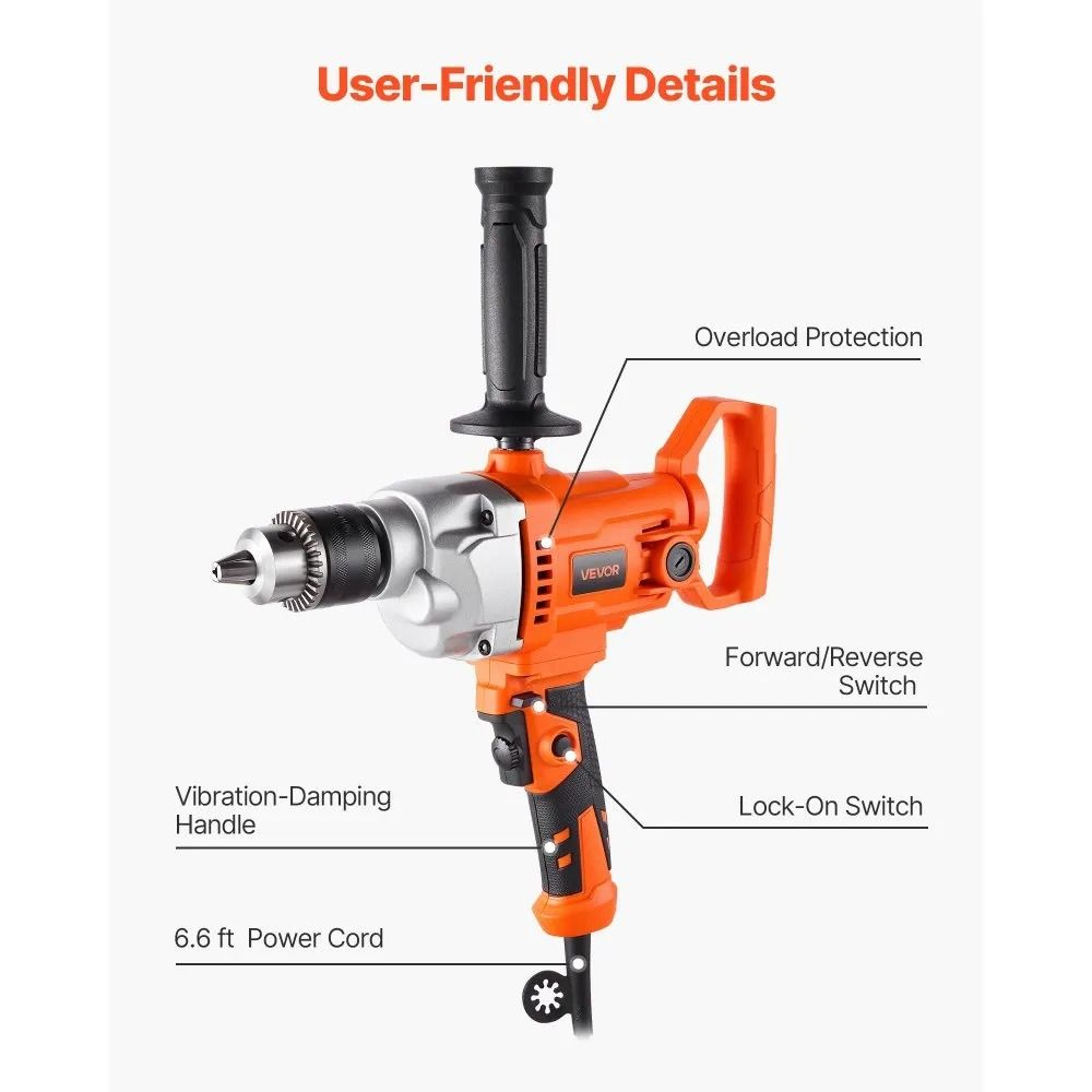 1100W Electric Drill Mixer For Paint Cement Mixing And Drilling 5