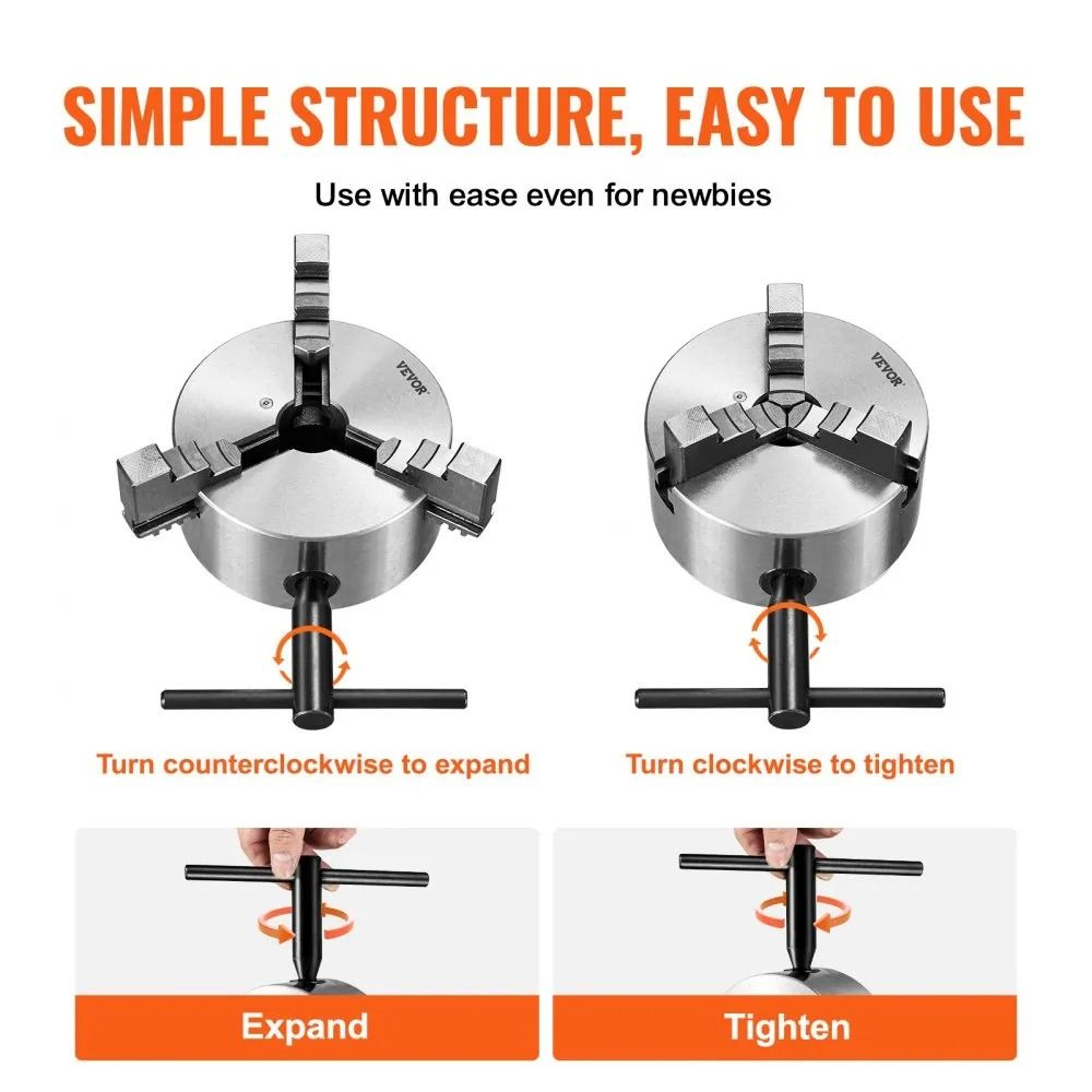 6 Inch Self Centering Lathe Chuck With Reversible Jaws For Precision Machining 6