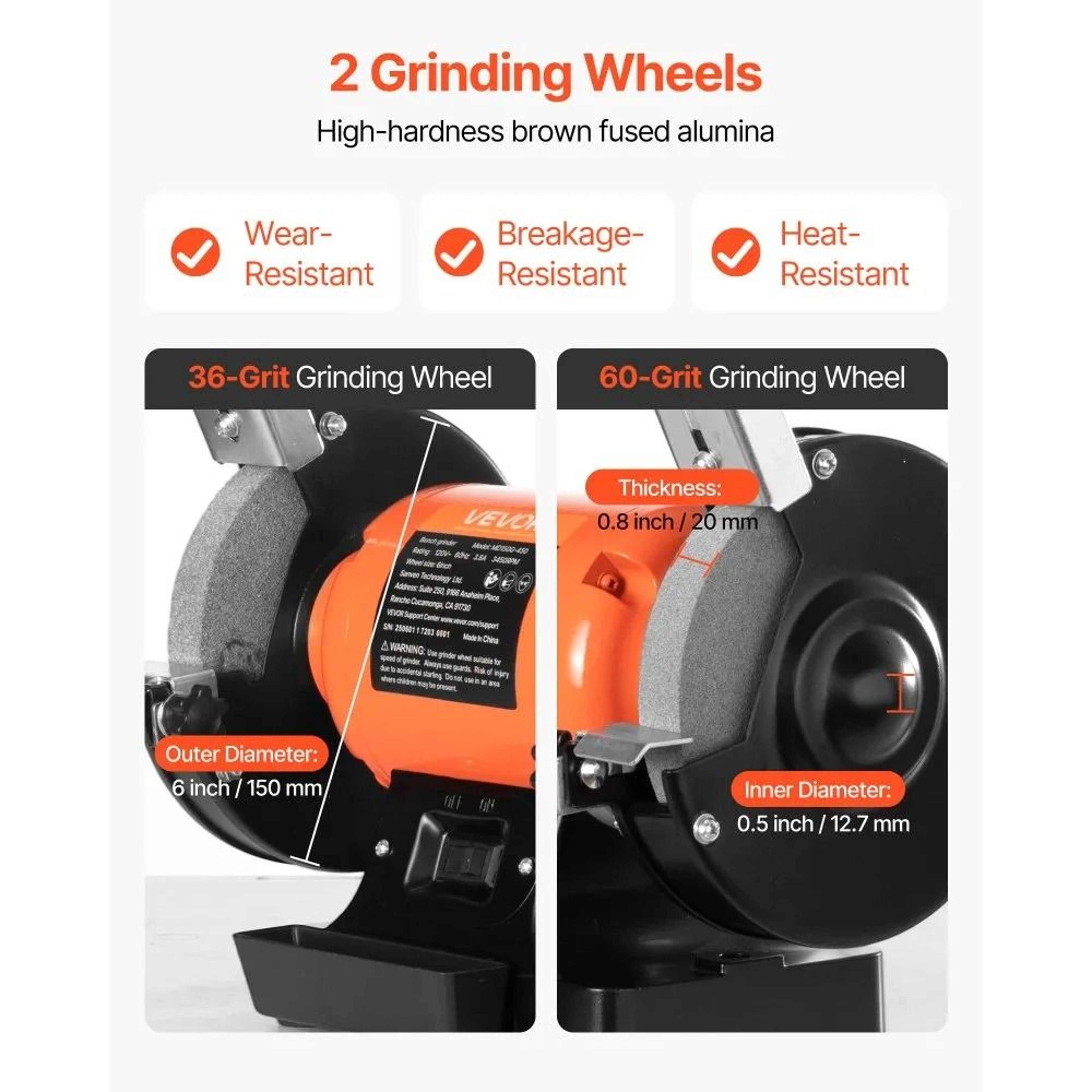6 Inch Bench Grinder 450W High Speed Tool For Sharpening And Grinding 5