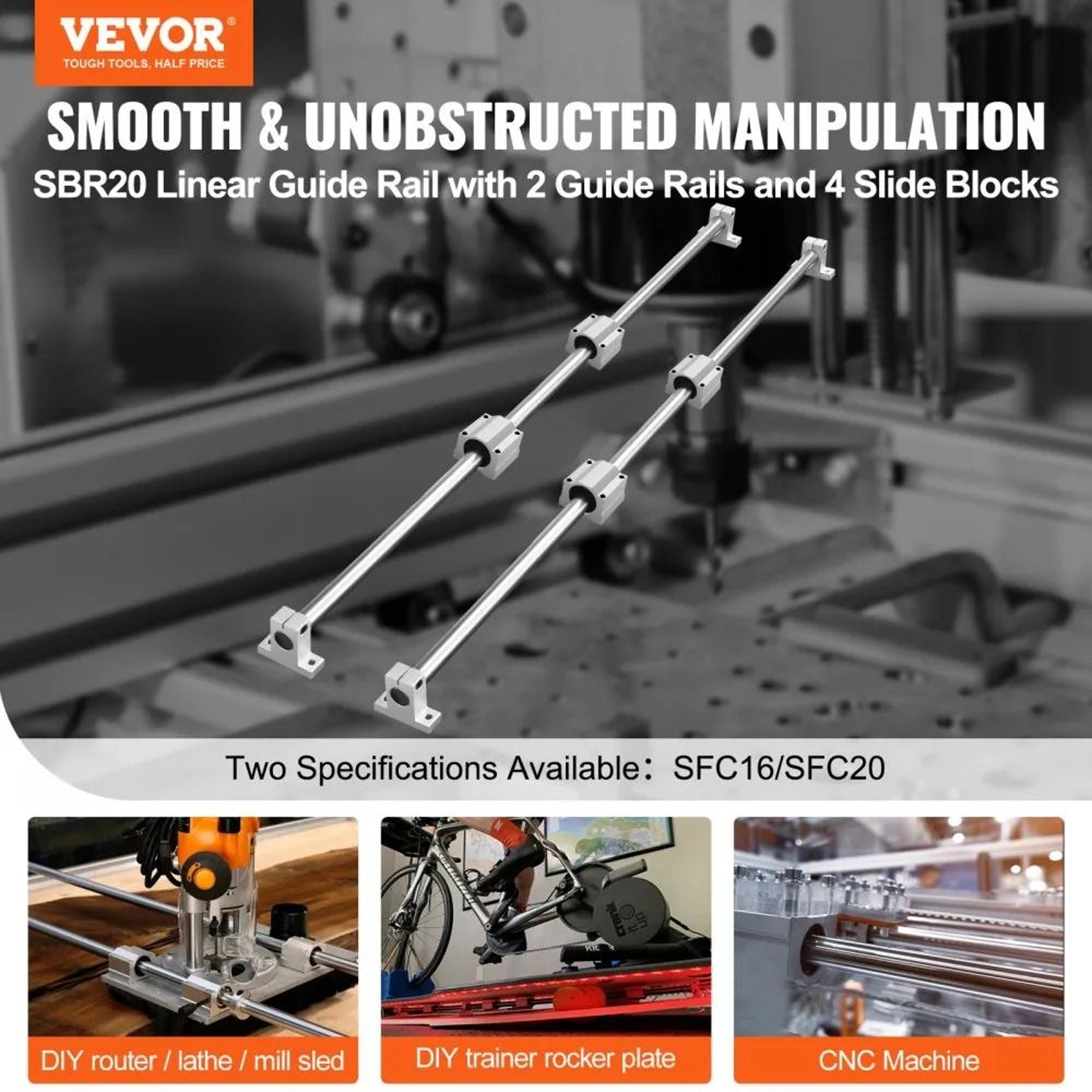 SFC20 1000mm Linear Guide Rail Set With Slide Blocks For CNC Machines 1