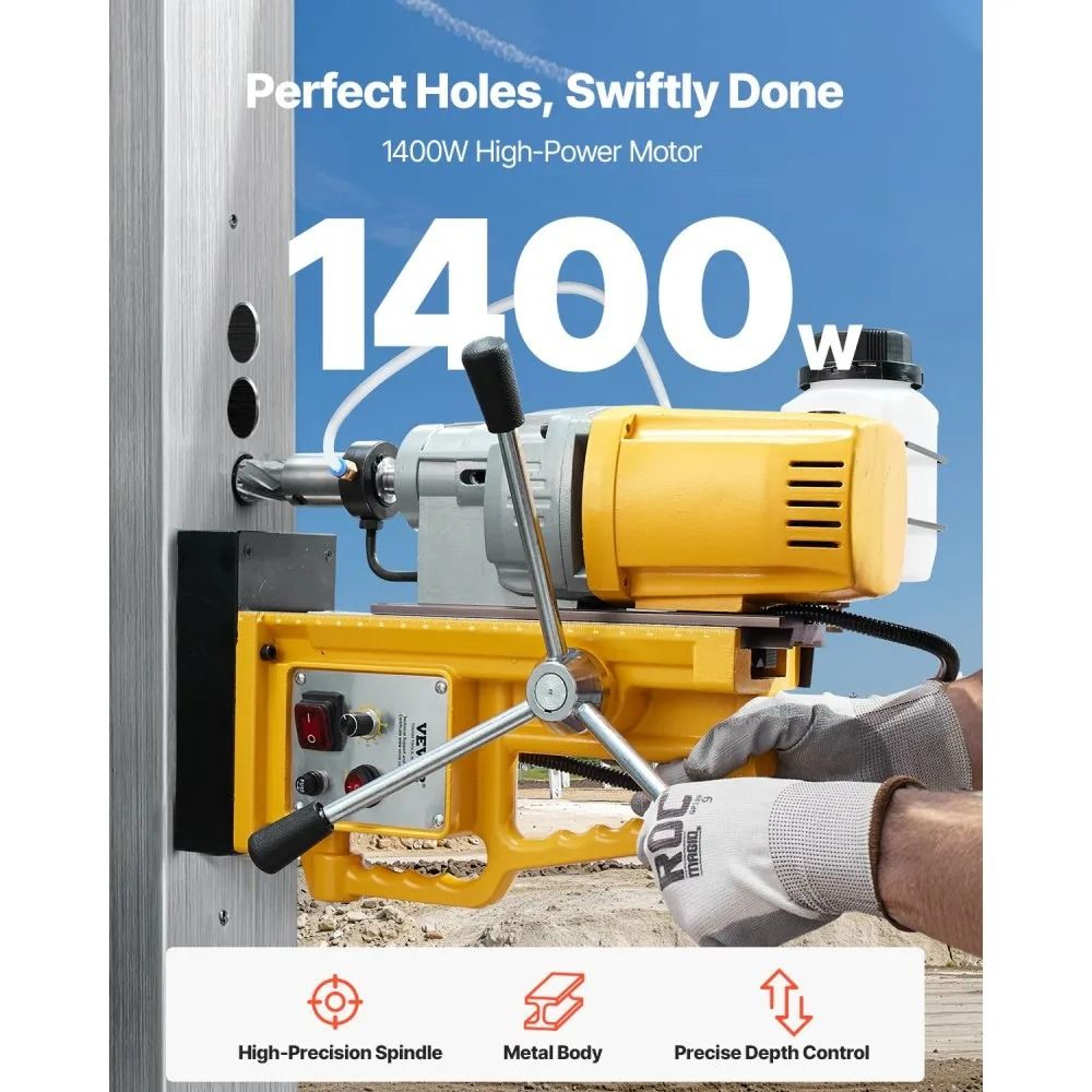 1400W Magnetic Drill Press With 2 Inch Coring Capacity Variable Speed 1