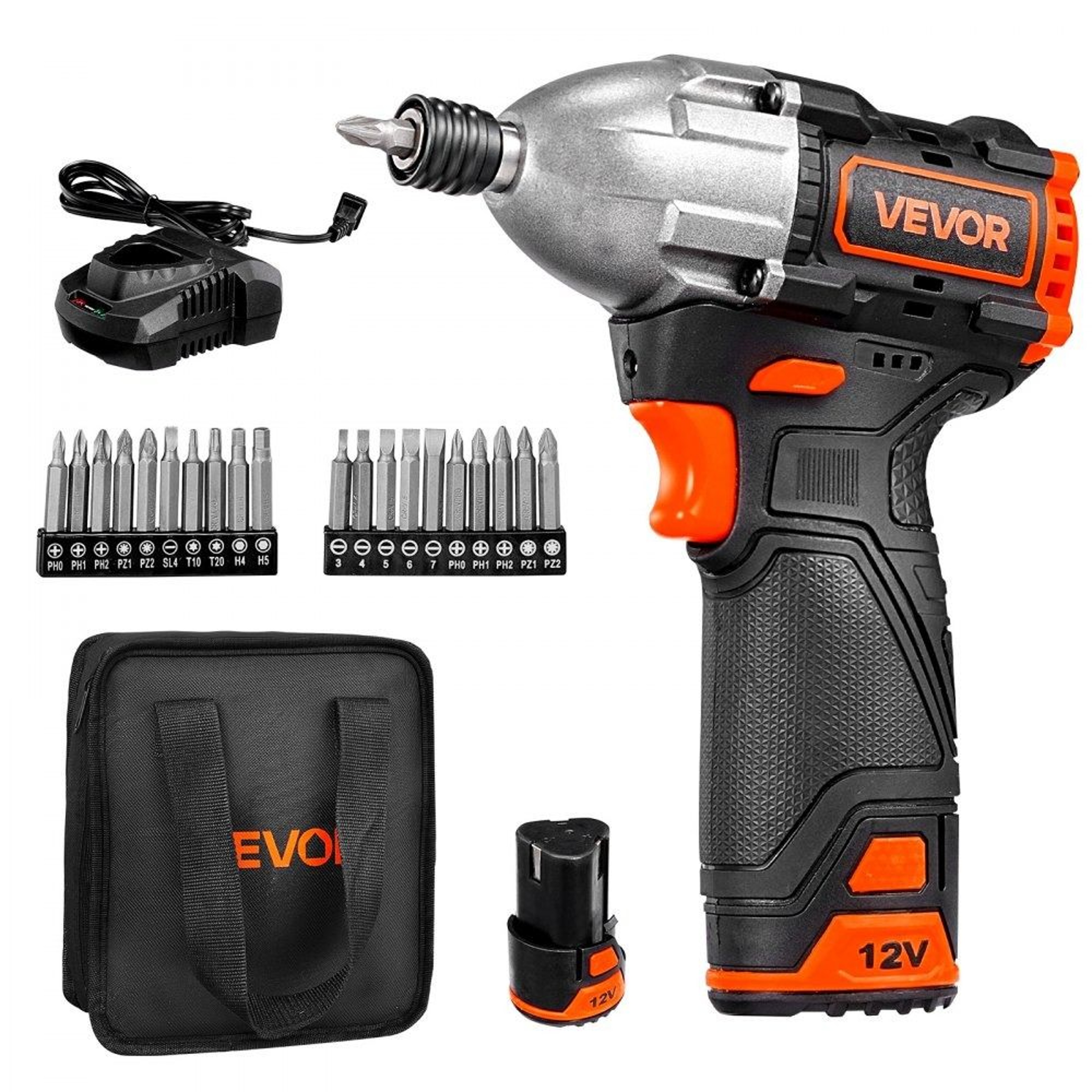 Cordless Impact Driver 12V Brushless Motor With Battery Charger And 20 Bits 0