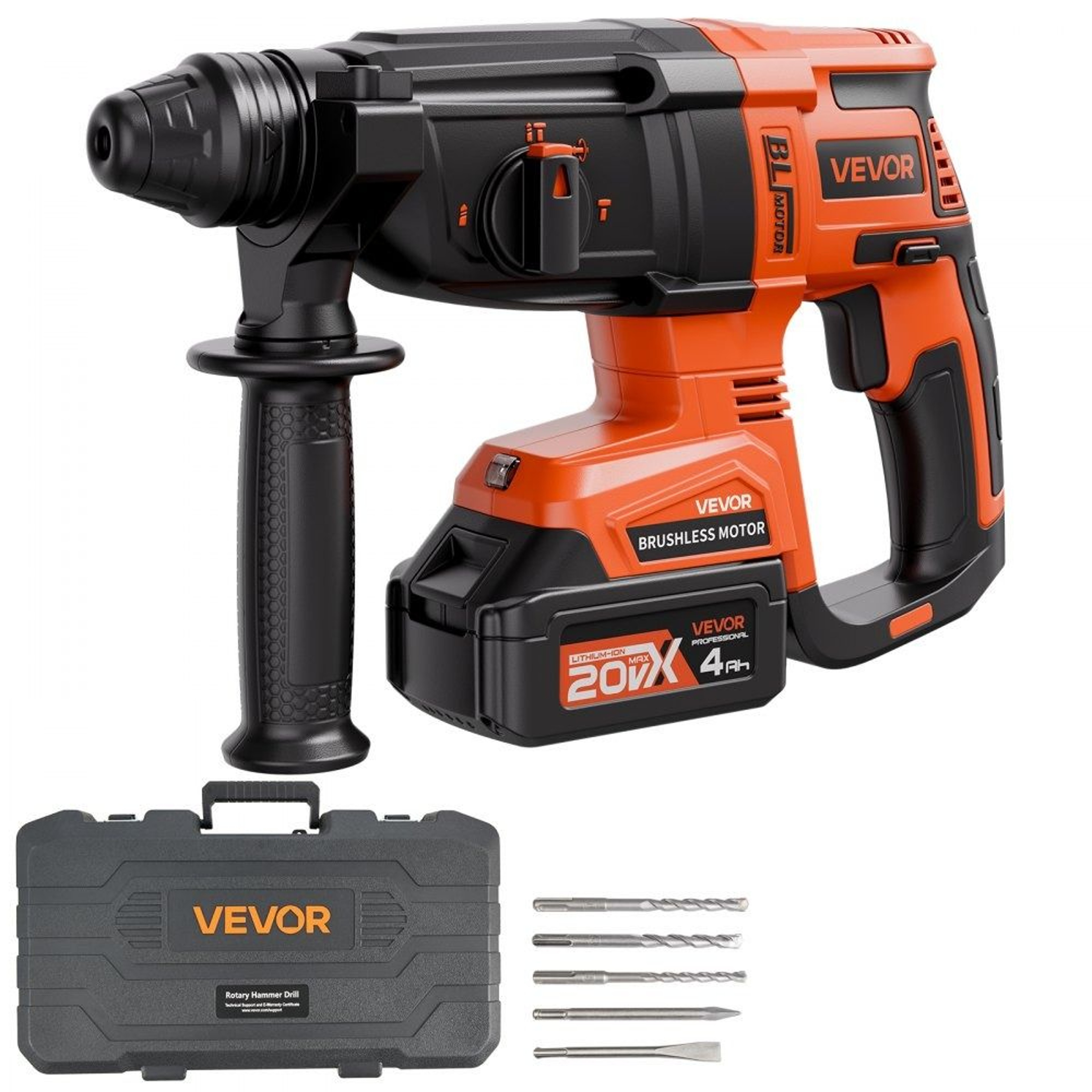 20V Brushless Cordless Rotary Hammer Drill Kit With SDS Plus And 4 Modes 0