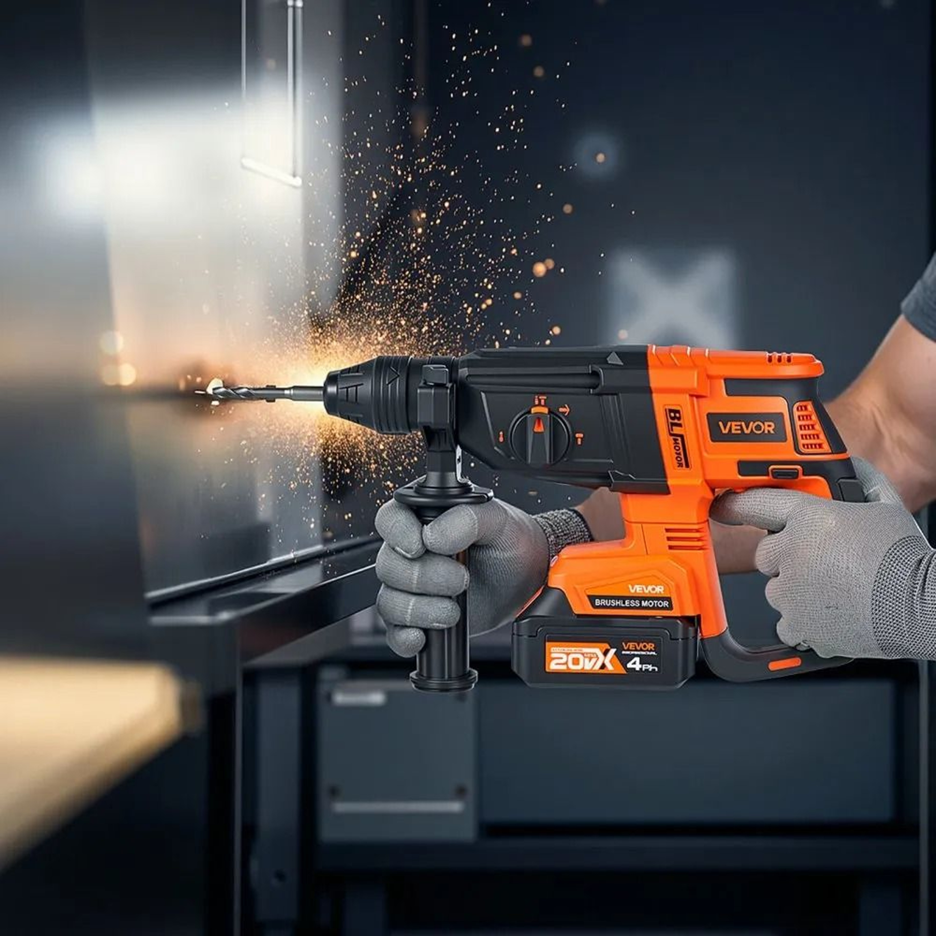 20V Brushless Cordless Rotary Hammer Drill Kit With SDS Plus And 4 Modes 6