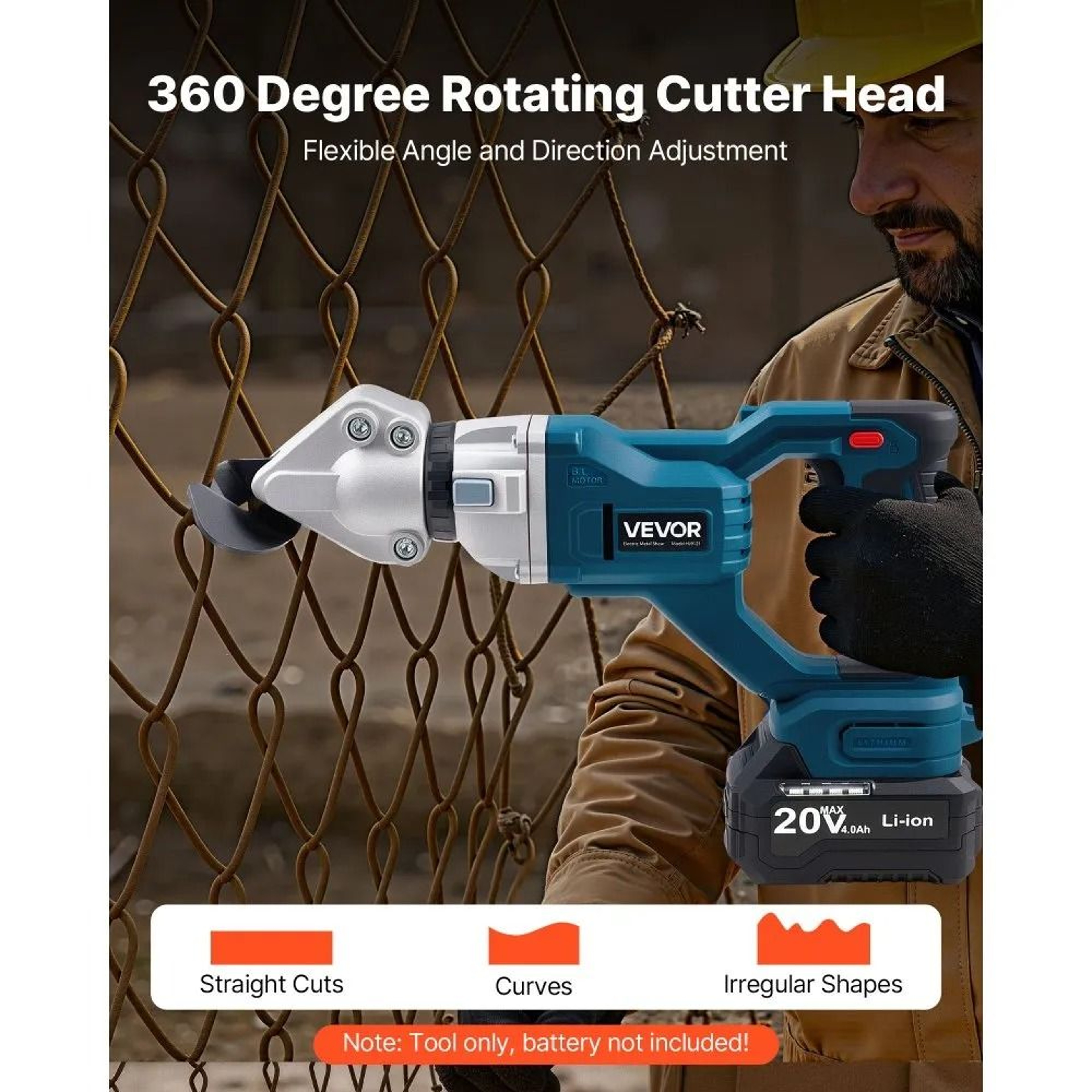 Cordless Metal Shear Sheet Metal Cutter With 360 Pivoting Head 25000 RPM 5