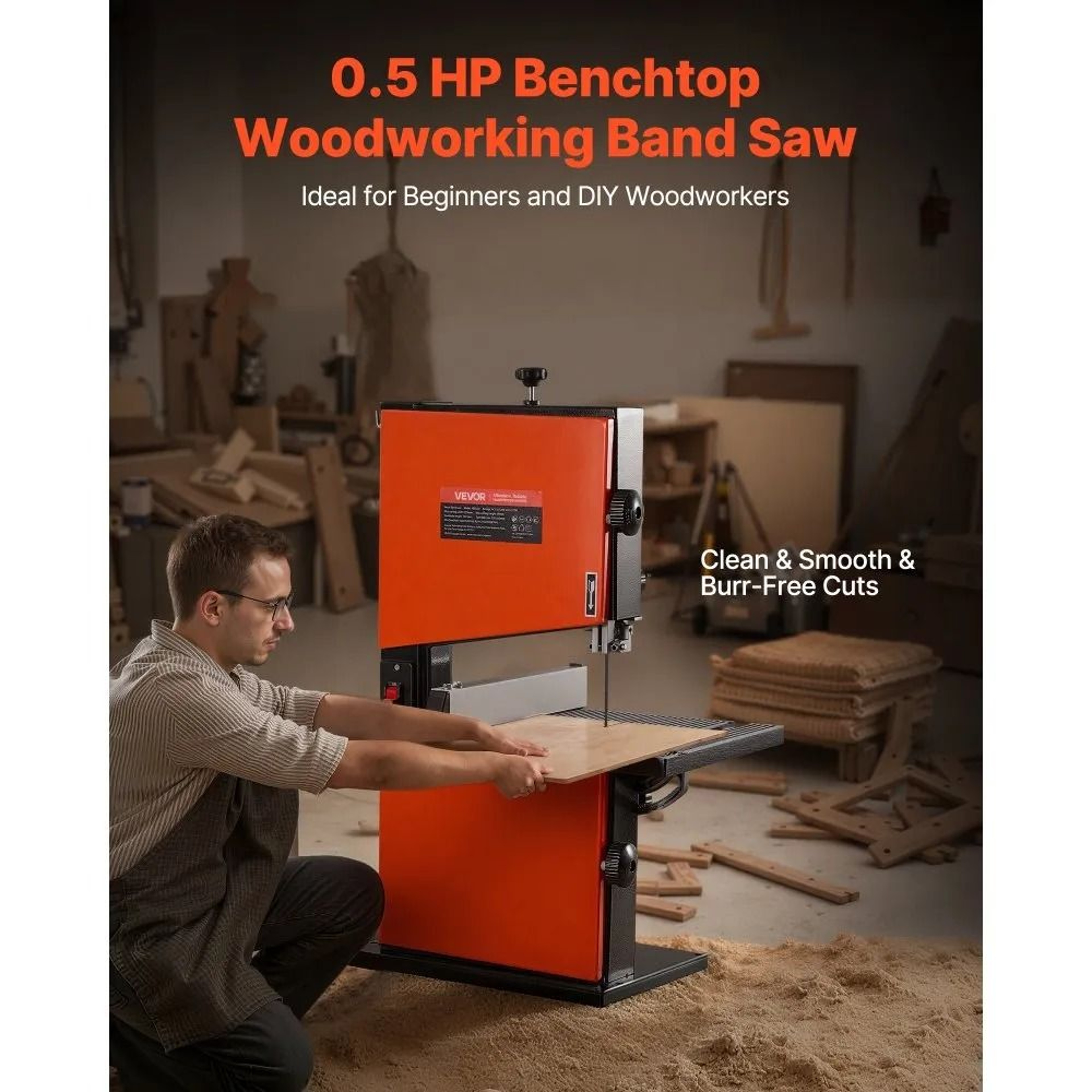 9 Inch Benchtop Band Saw With 12 HP Motor For Precision Woodworking Cuts 1