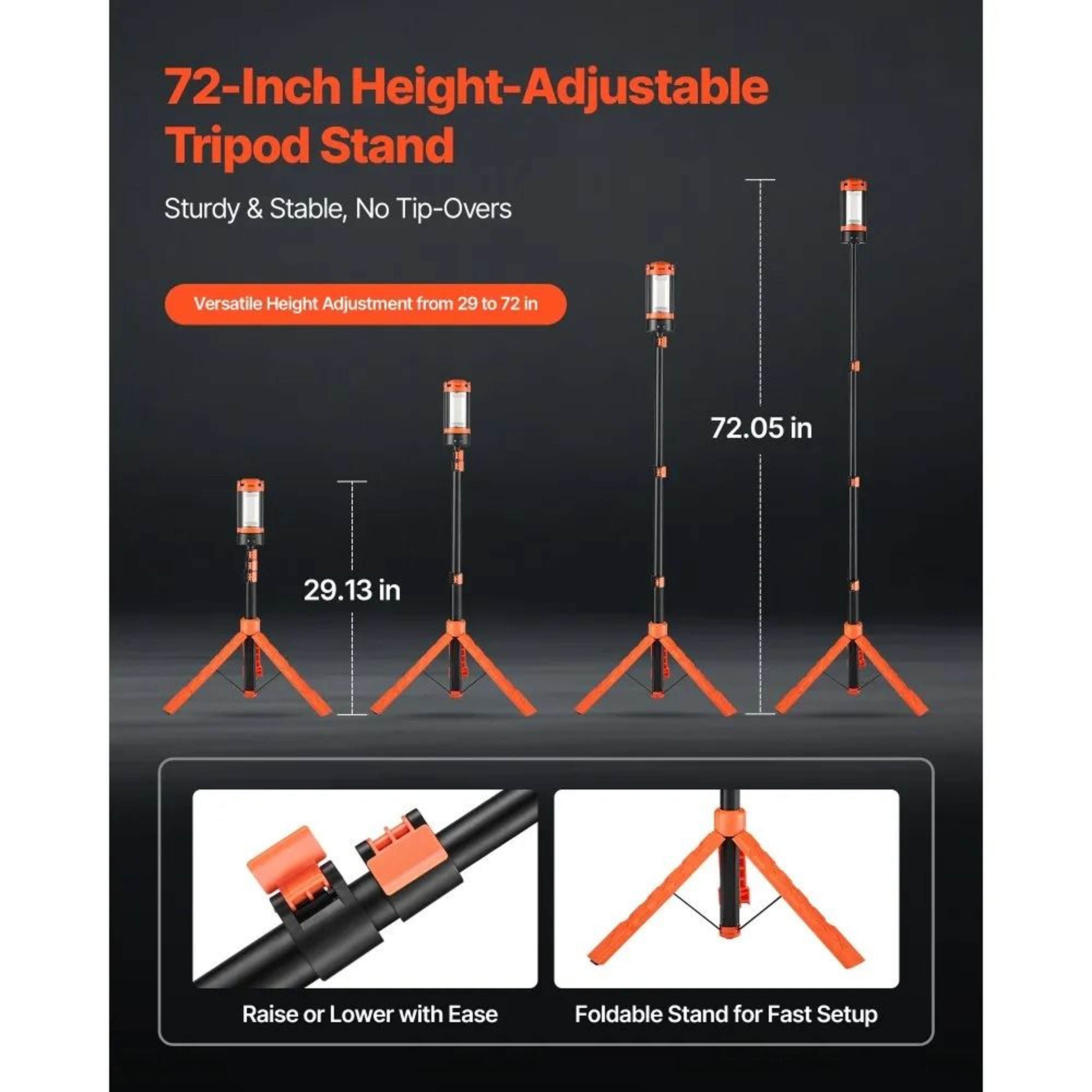 2200 Lumen Rechargeable LED Work Light With Stand And 3 Detachable Heads 4