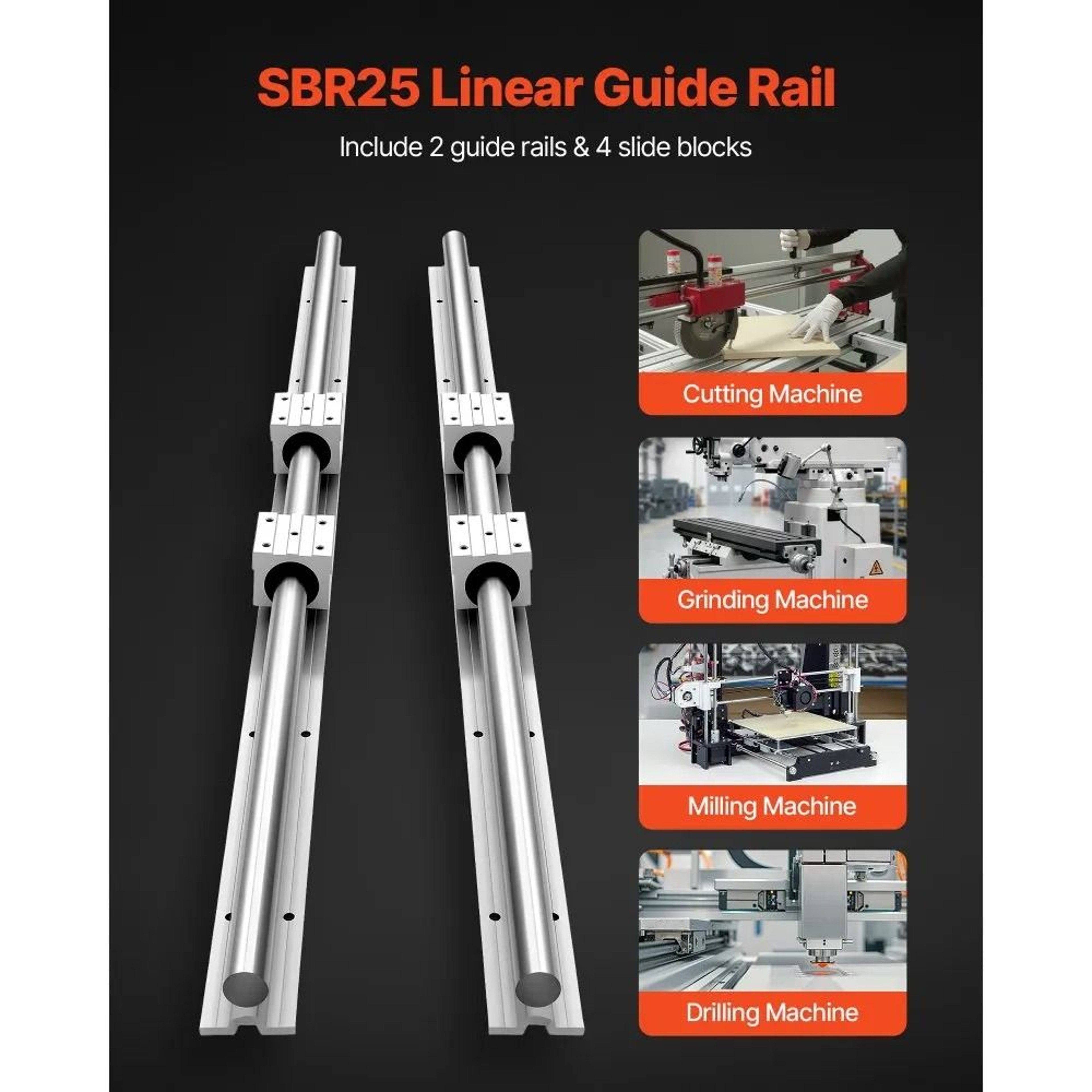 SBR25 Linear Rail Kit With 4724 Inch Rails And 4 Smooth Bearing Blocks 2