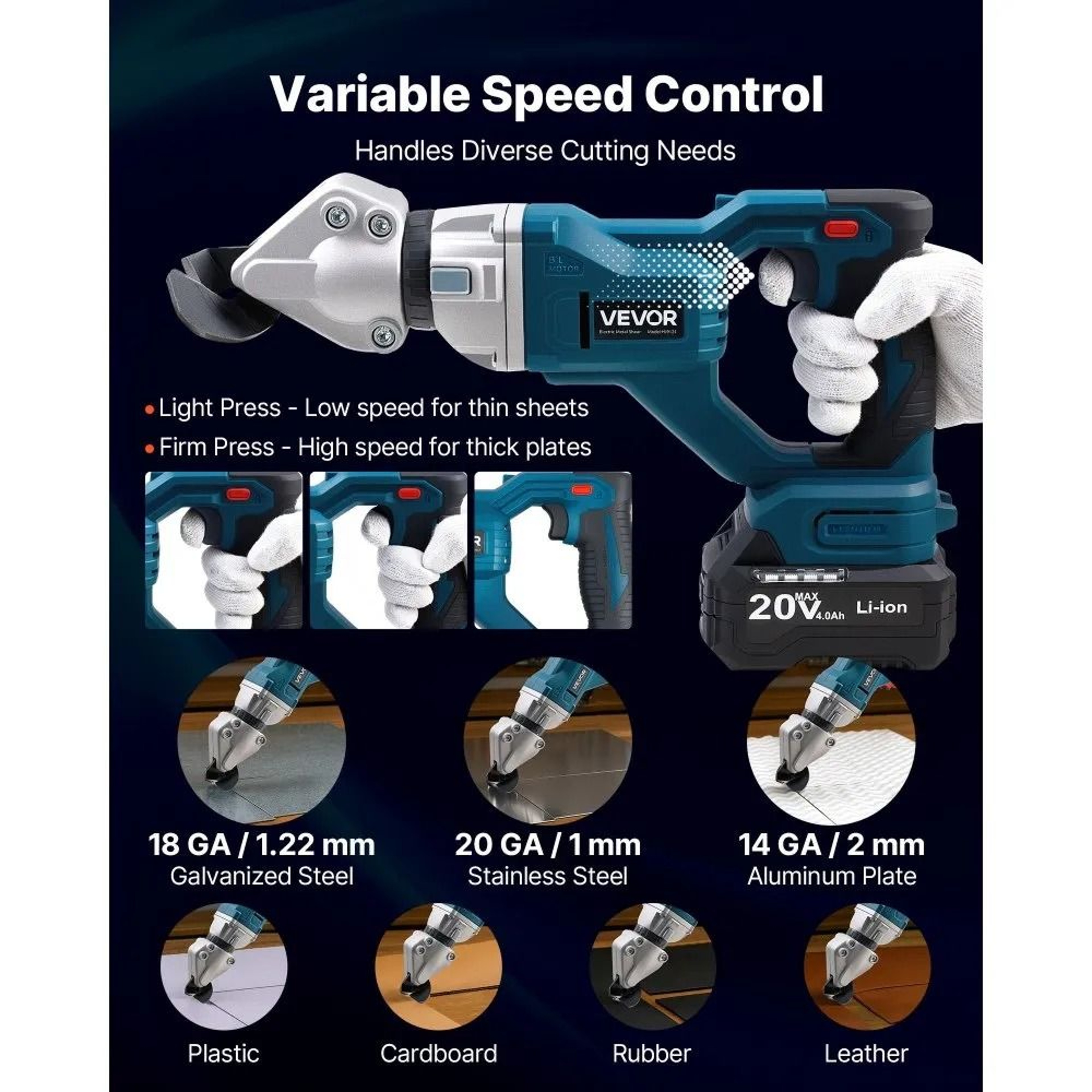 Cordless Metal Shear Sheet Metal Cutter With 360 Degree Pivoting Head And Double Blades 5