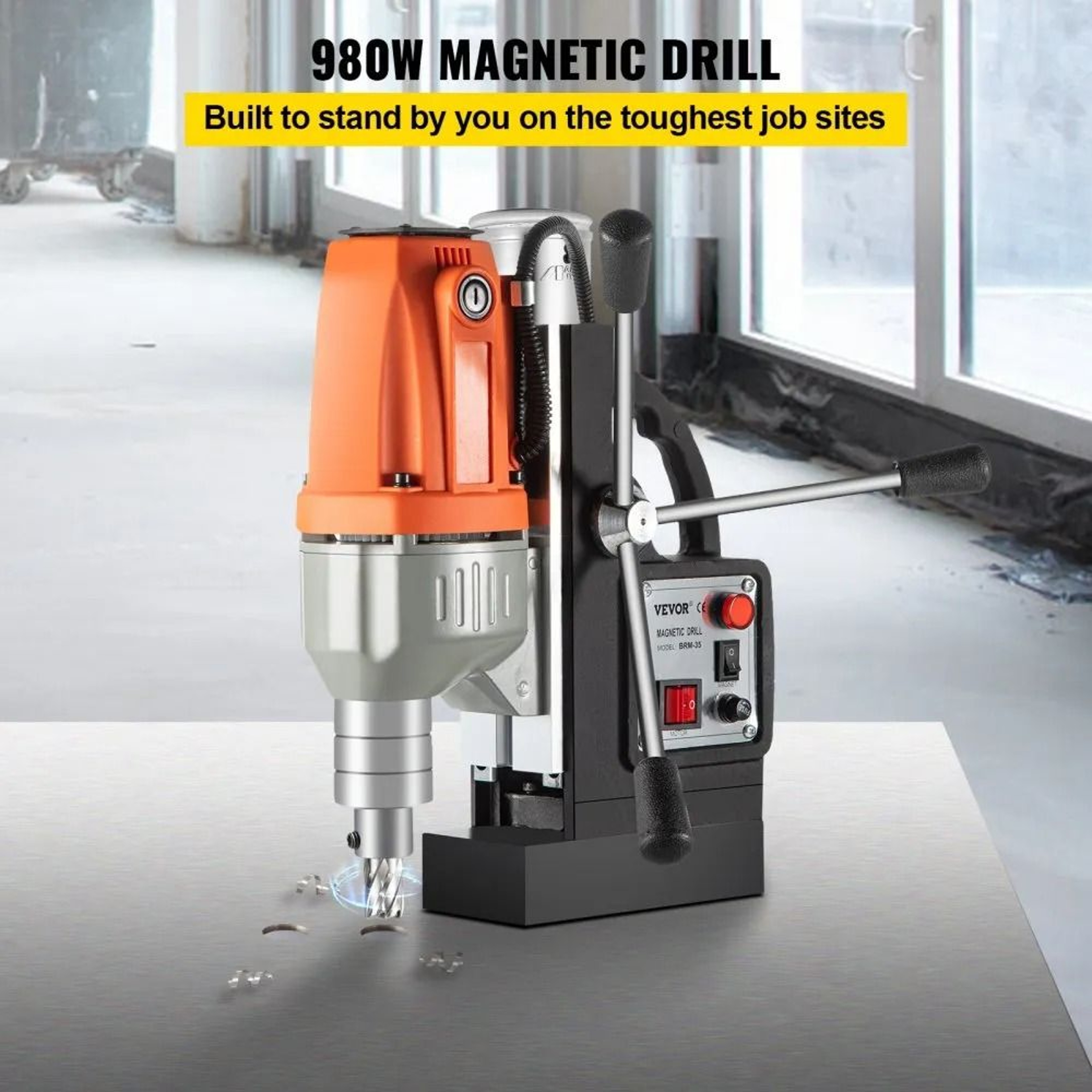 980W Magnetic Drill Press 35mm Core Drilling Machine For Metal Work 5