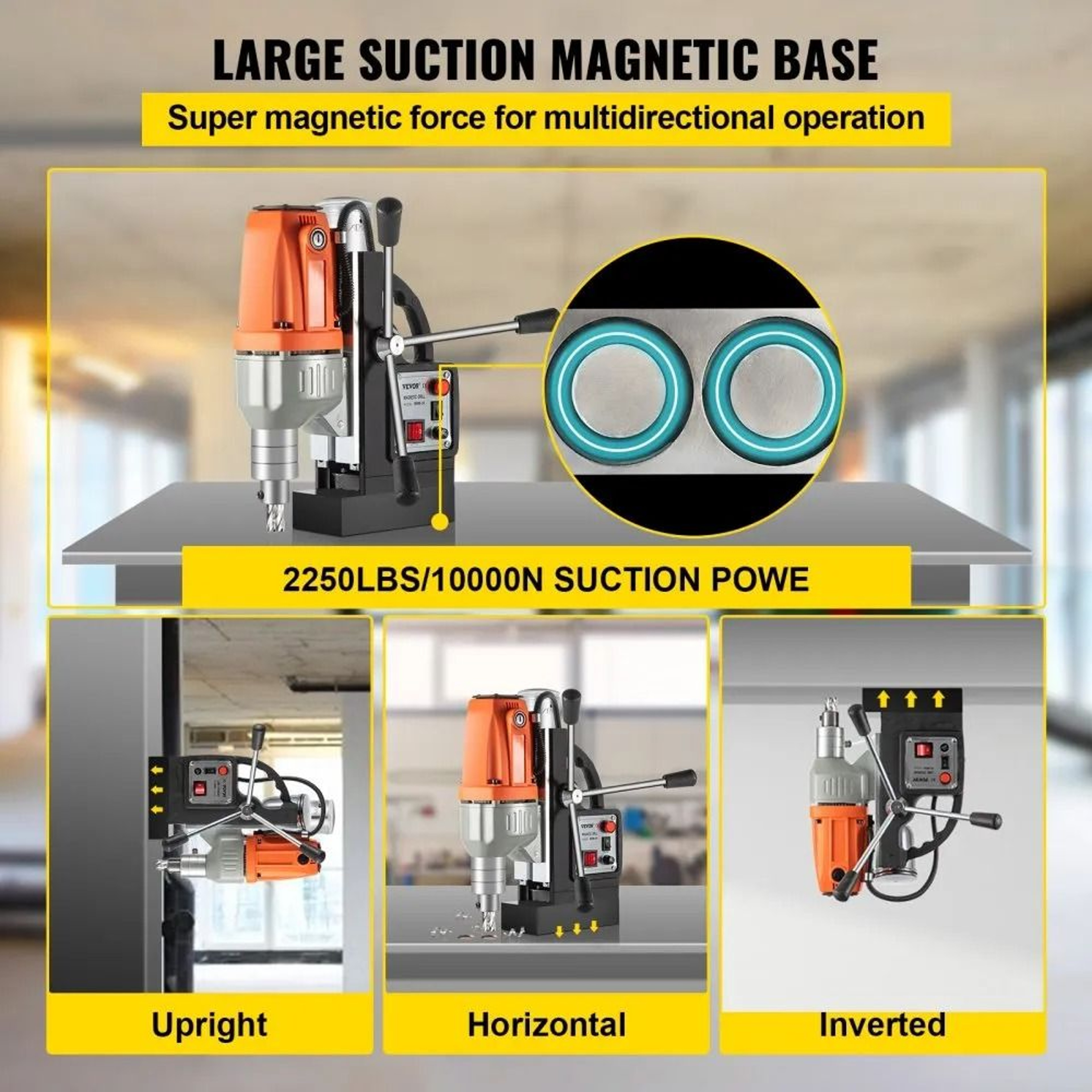 980W Magnetic Drill Press 35mm Core Drilling Machine For Metal Work 3