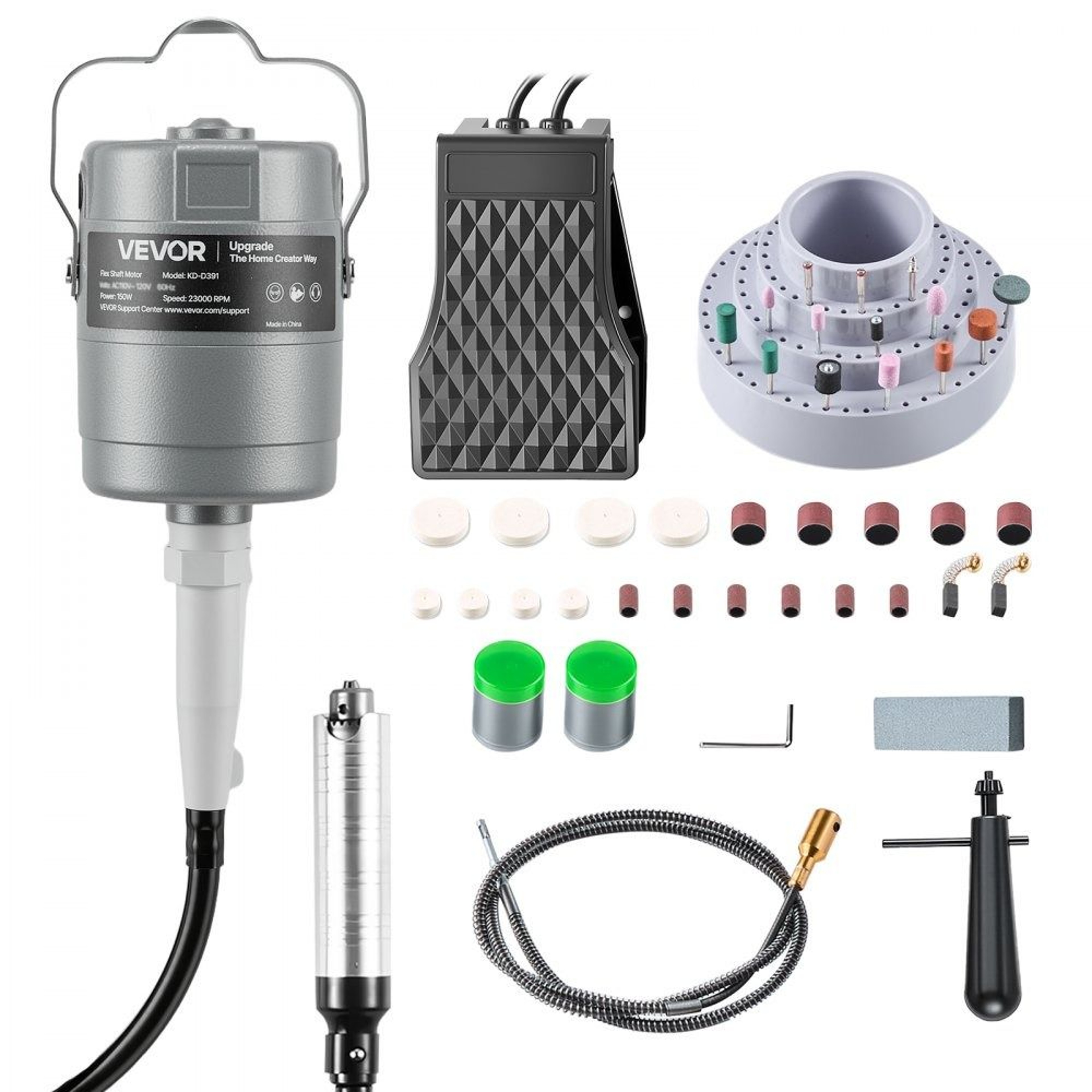150W Flex Shaft Grinder With Foot Pedal And 112 Piece Rotary Tool Kit 0