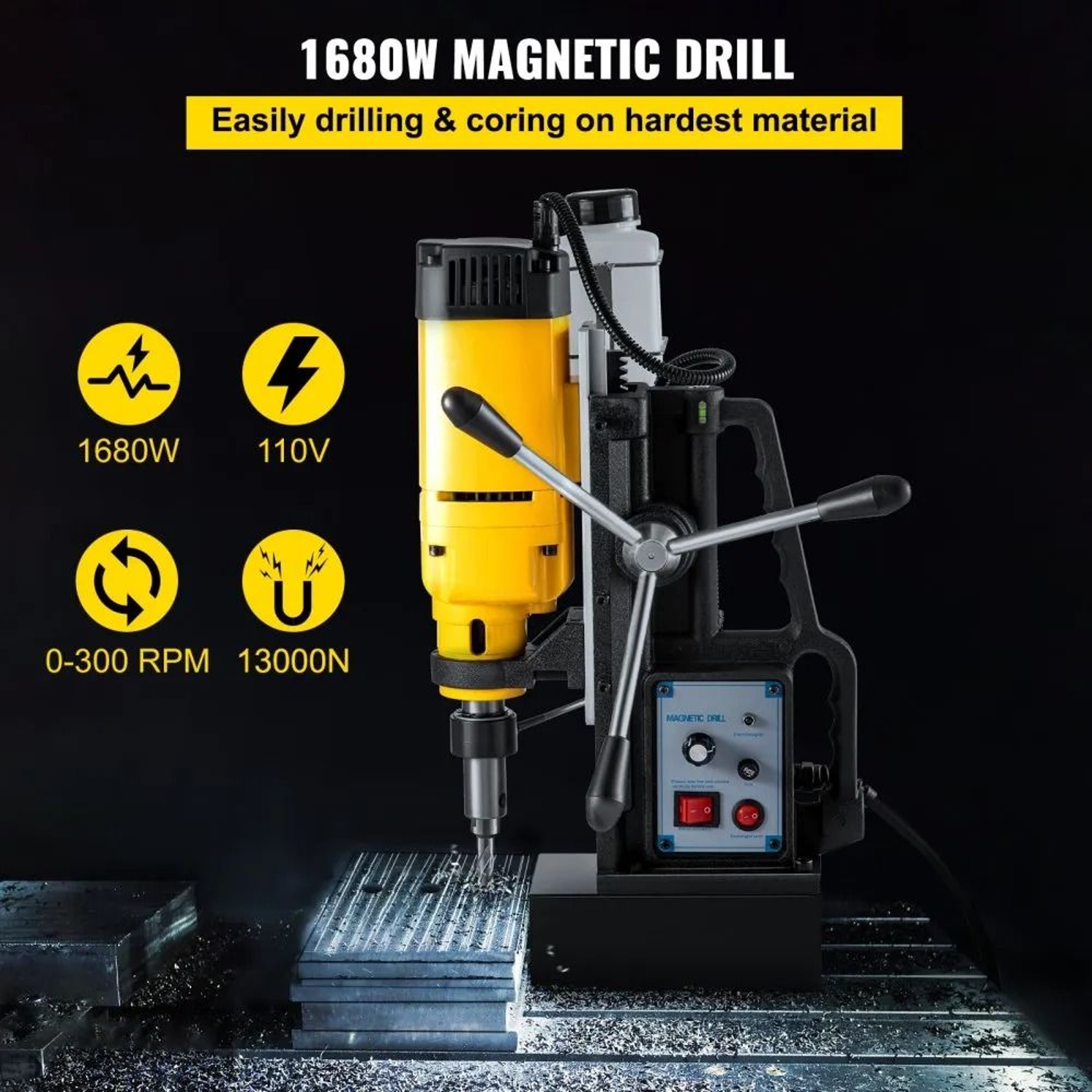 1680W Magnetic Drill Press With 2 Inch Core Capacity And Variable Speed 1