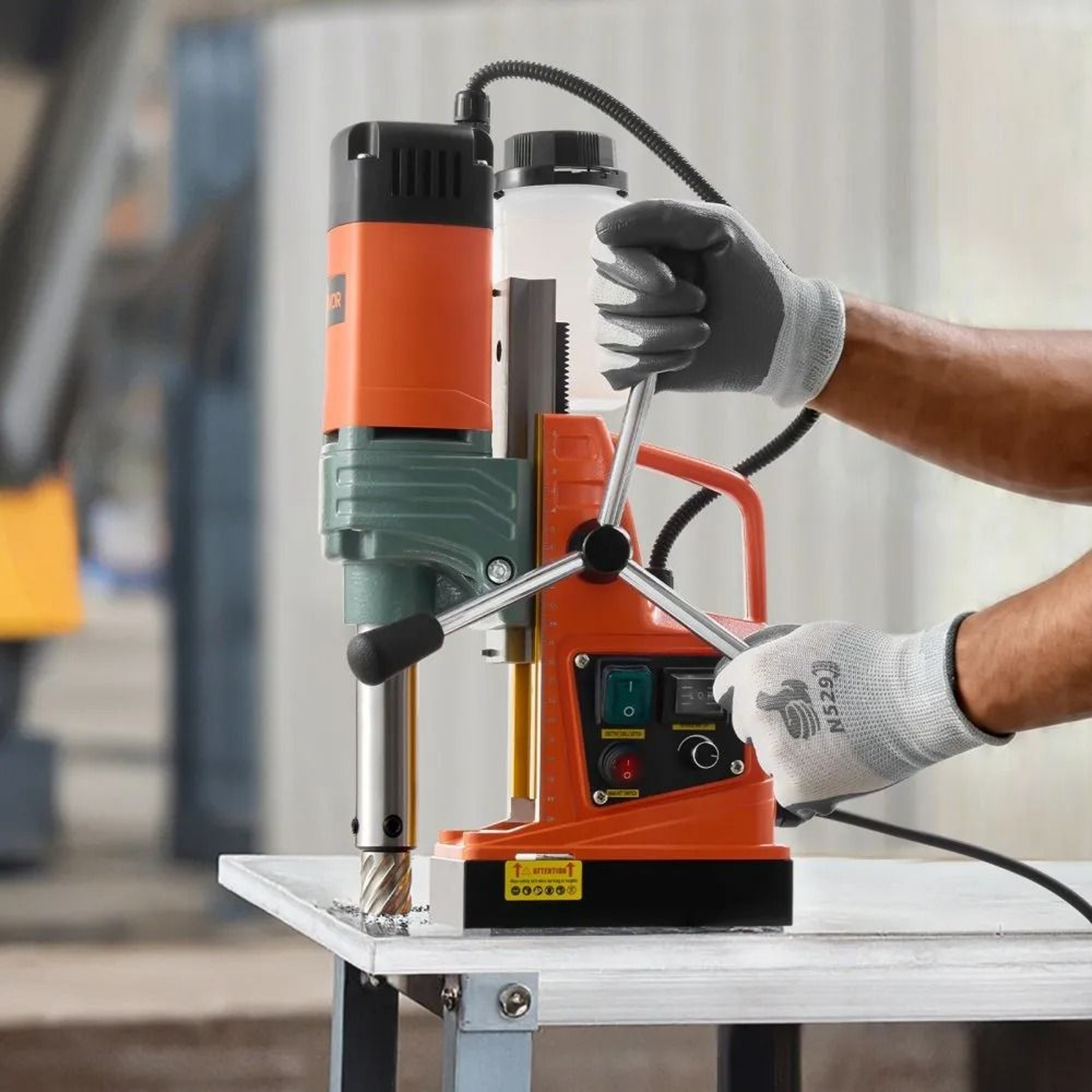 1450W Magnetic Drill Press With 6 Coring Bits And Variable Speed 6