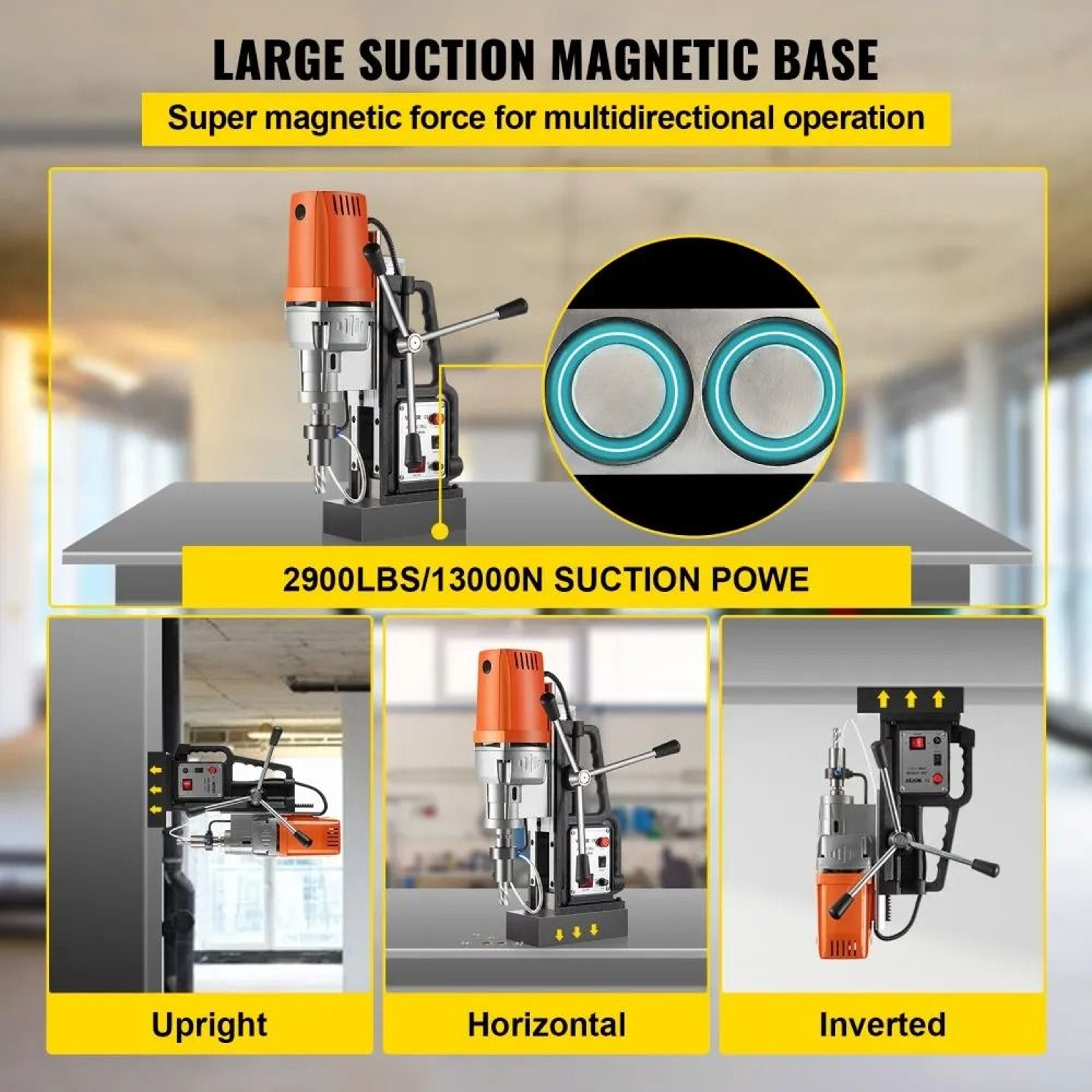 1450W Magnetic Drill Press With 2 Inch Capacity And 11 Piece Annular Cutter Kit 4
