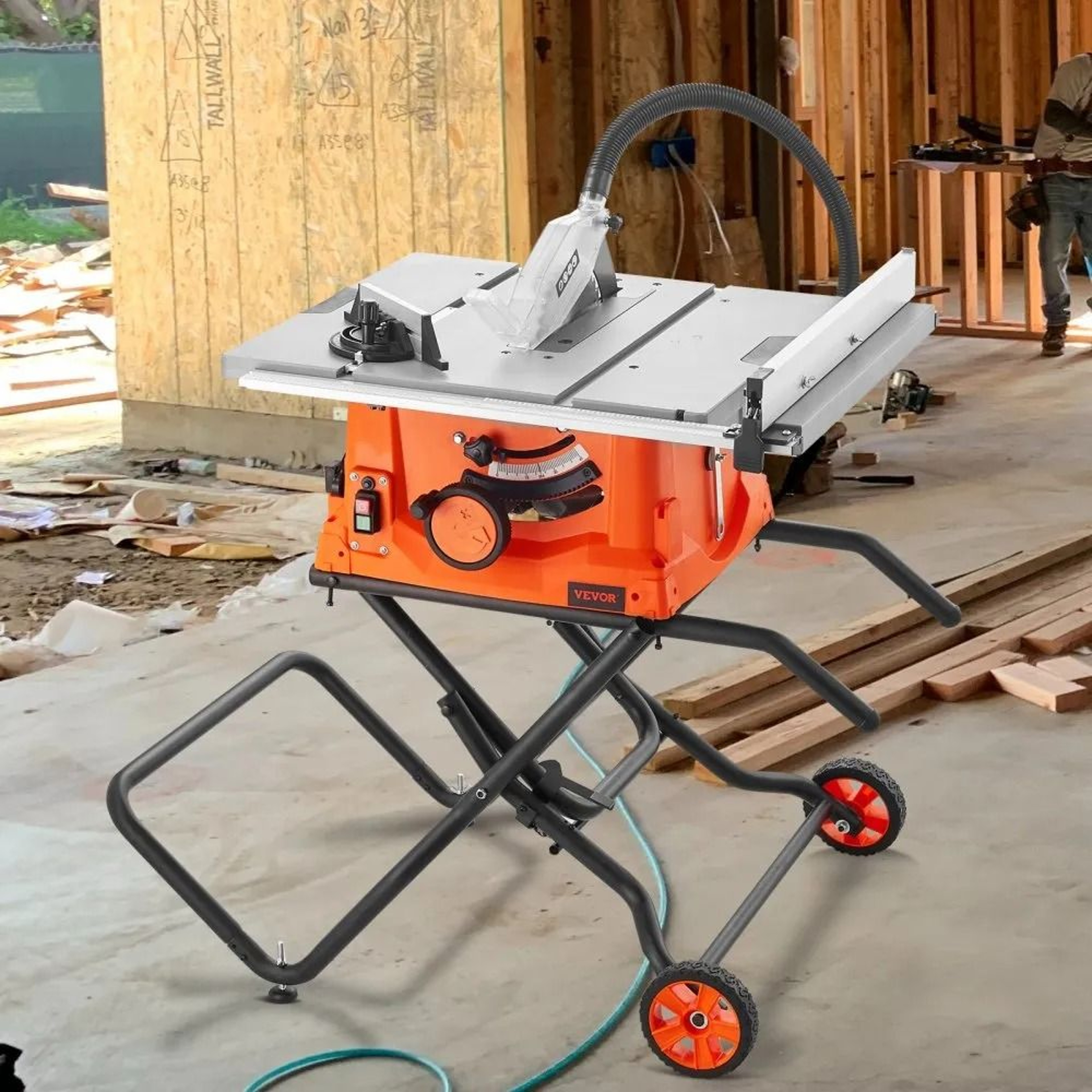 10 Inch Portable Table Saw With Stand And 25 Inch Rip Capacity 9