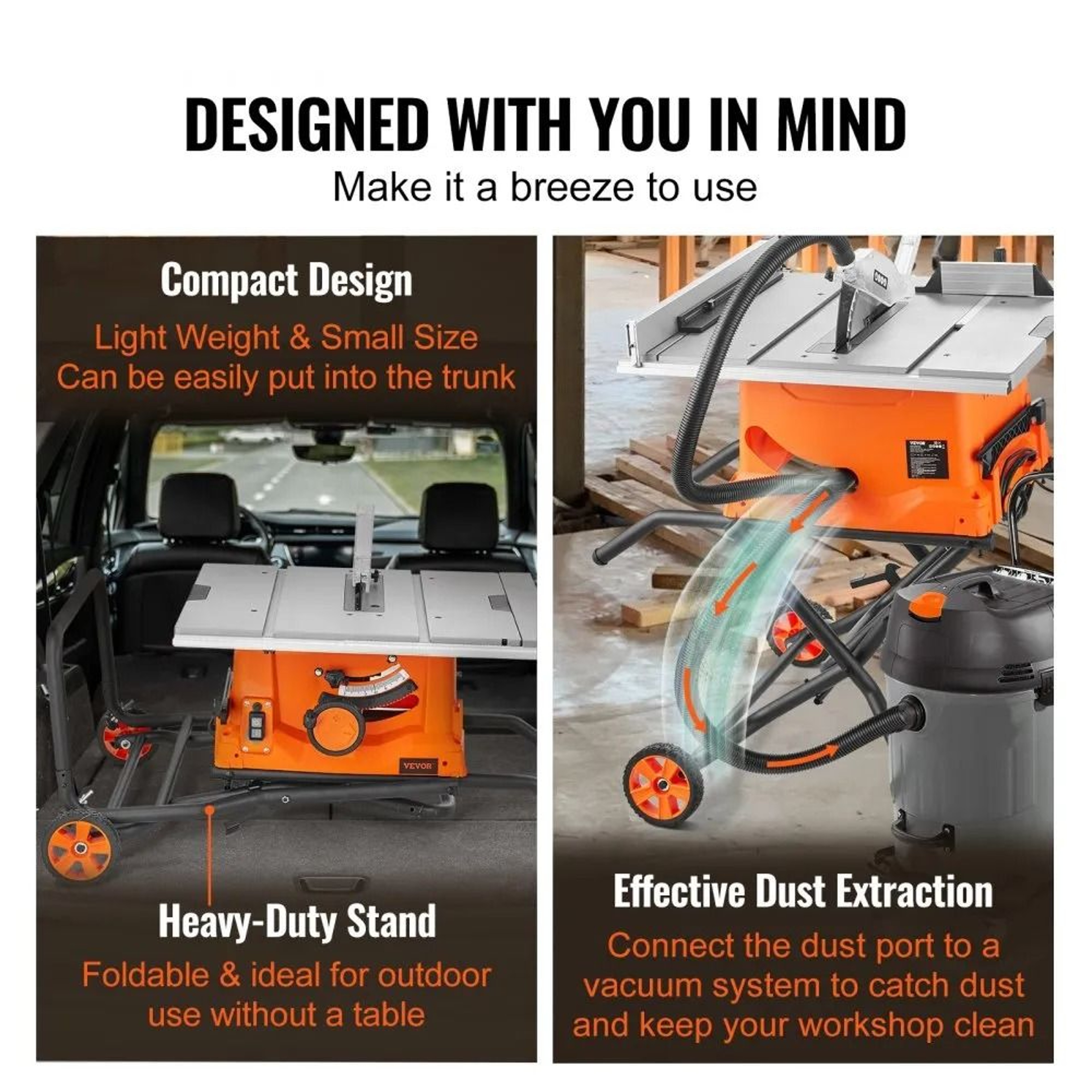 10 Inch Portable Table Saw With Stand And 25 Inch Rip Capacity 5