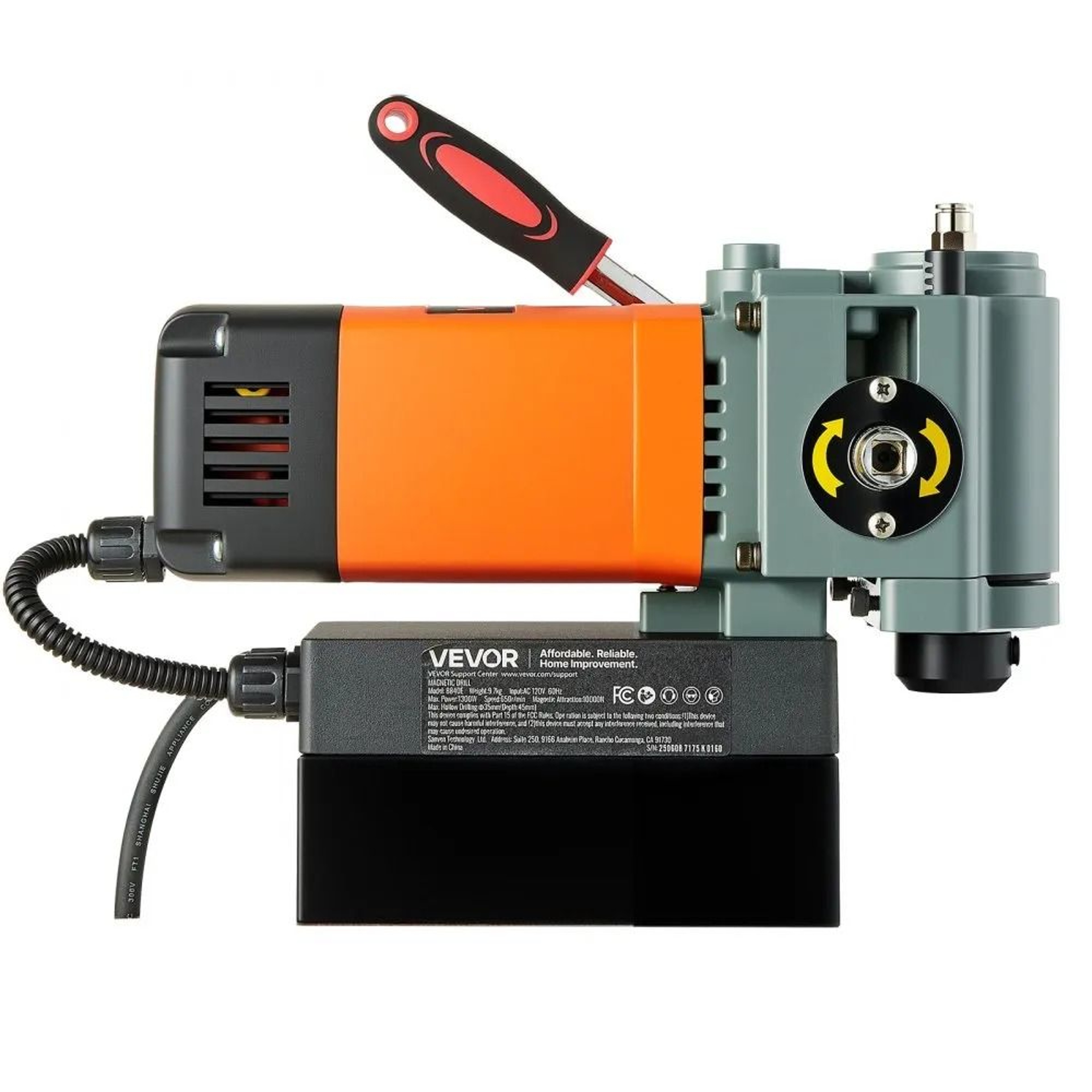 Low Profile Magnetic Drill Press 1300W Portable Mag Drill Machine For Metal Drilling 7