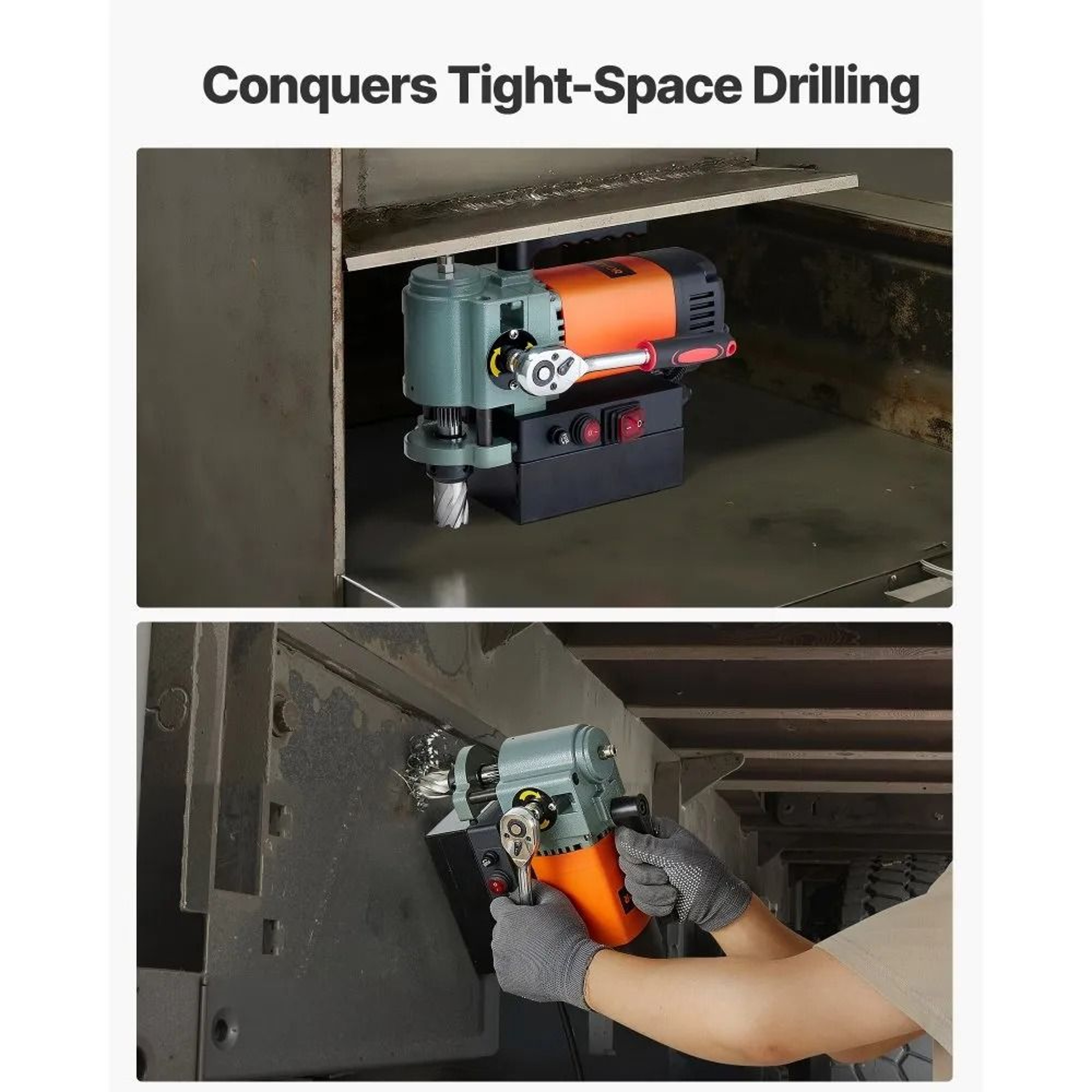 Low Profile Magnetic Drill Press 1300W Portable Mag Drill Machine For Metal Drilling 5