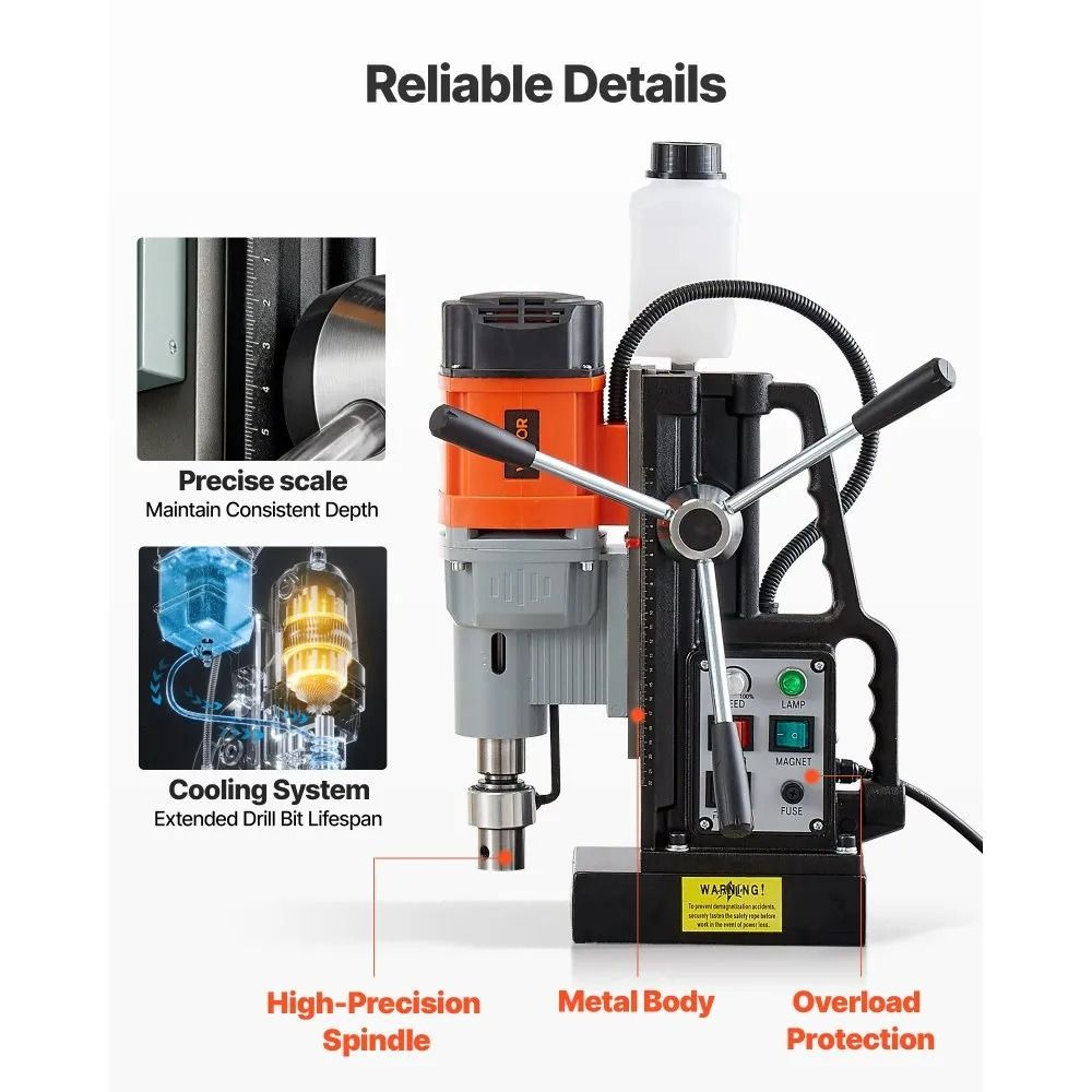 Magnetic Drill Press 1550W Heavy Duty Mag Drill With 600 RPM Speed Control 5