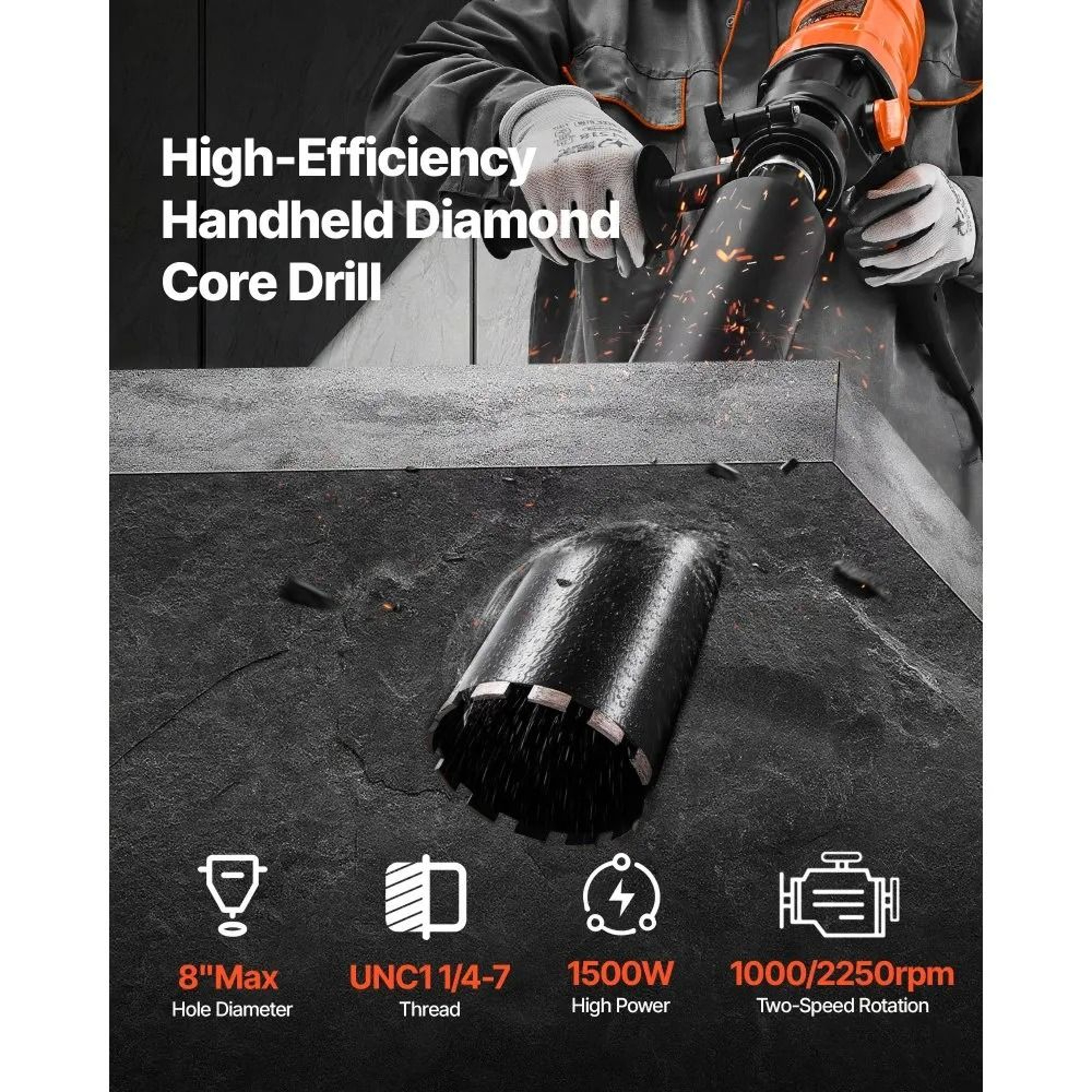 1800W Diamond Core Drilling Machine For Concrete Wet Dry Drilling 5