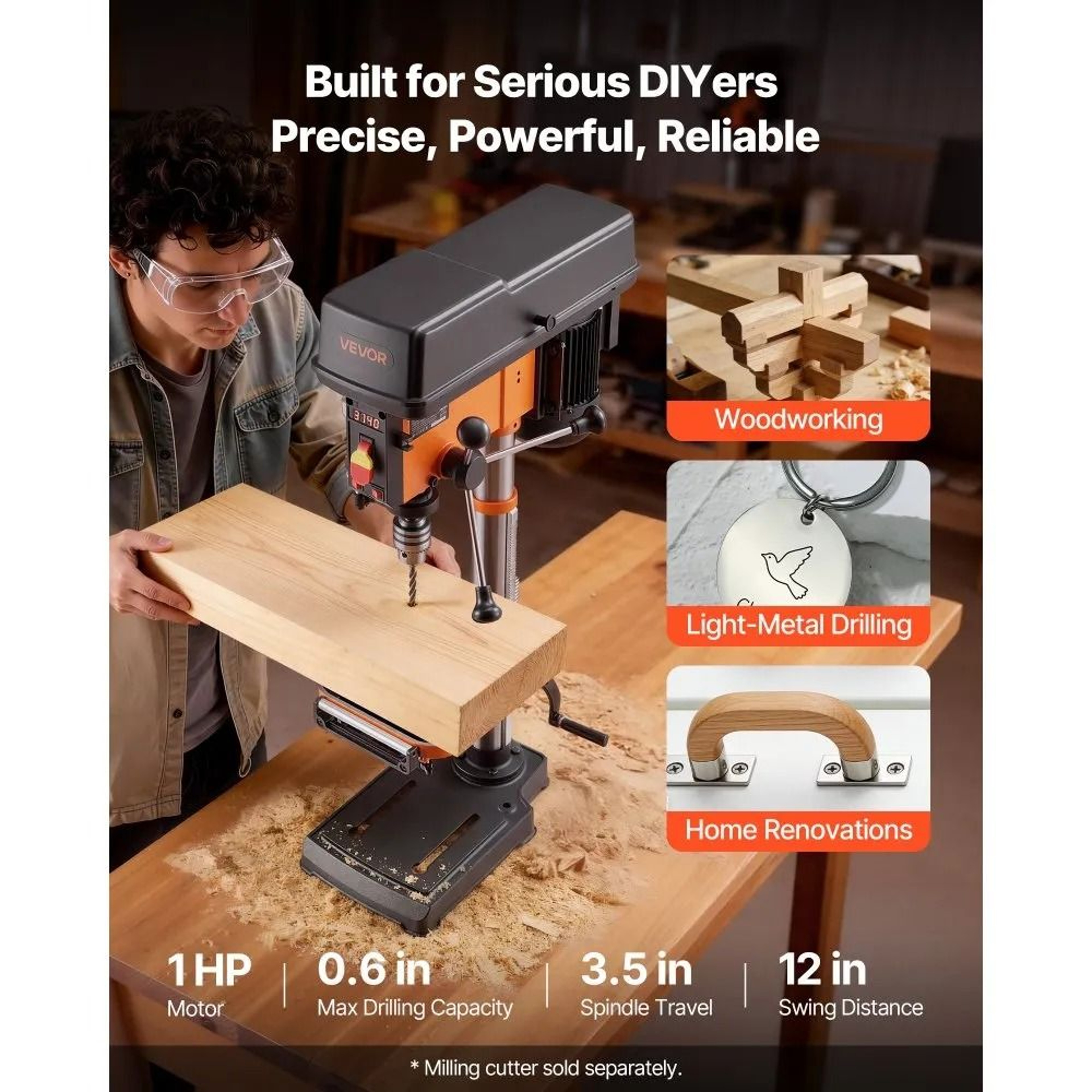 12 Inch Benchtop Drill Press With Variable Speed Control Laser Guide 1