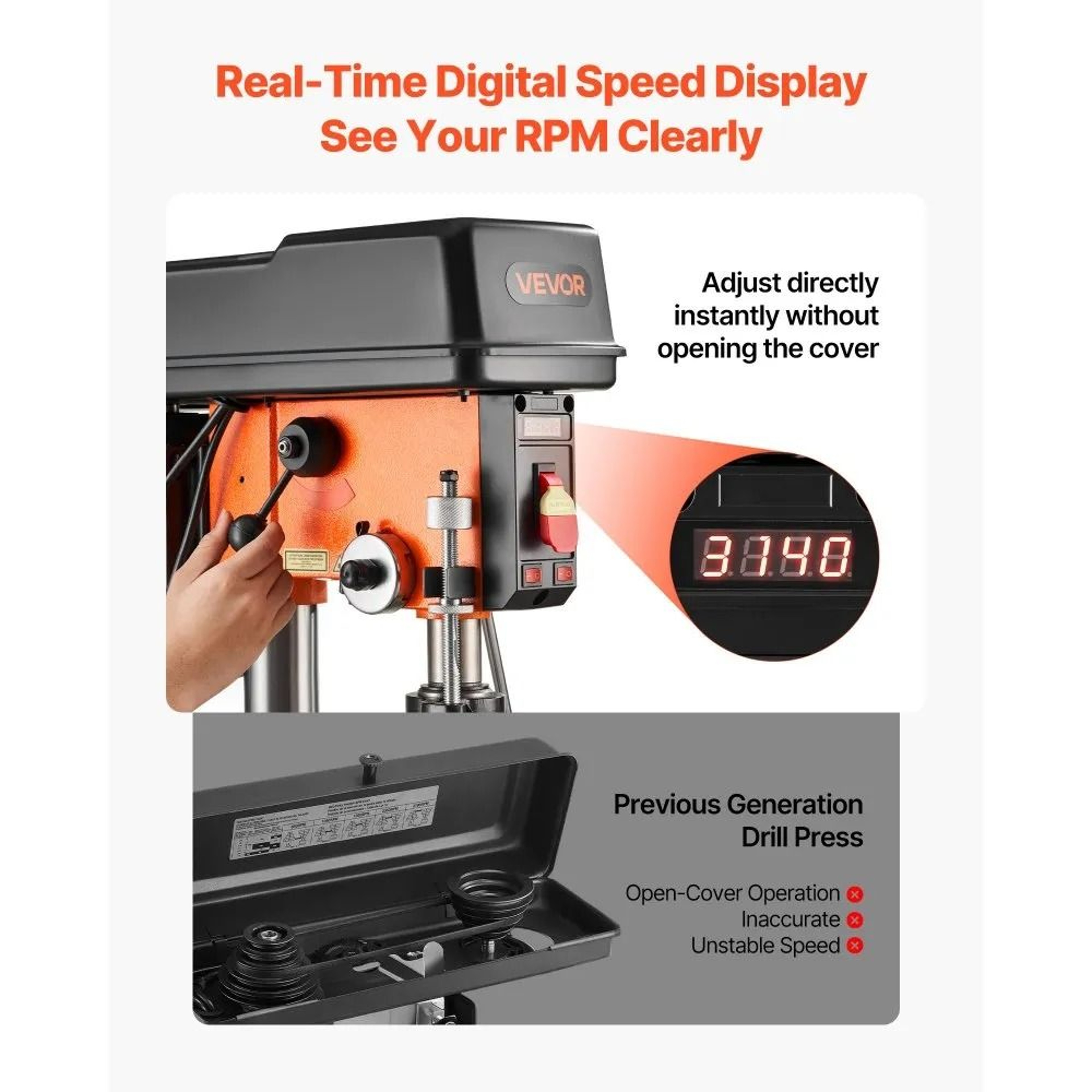 12 Inch Benchtop Drill Press With Variable Speed Control Laser Guide 2