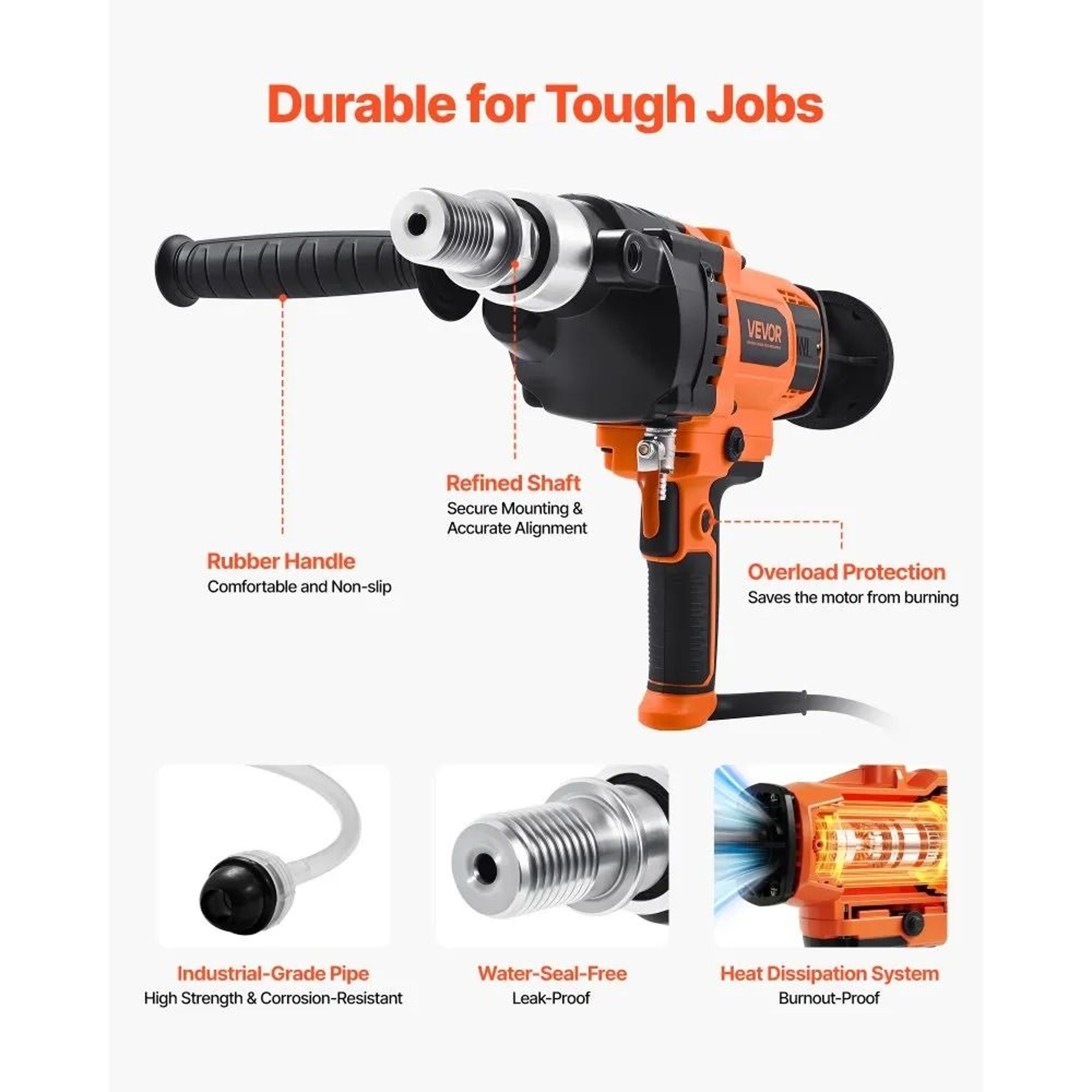 2000W Diamond Core Drill Machine For Concrete Wet Dry Drilling 6