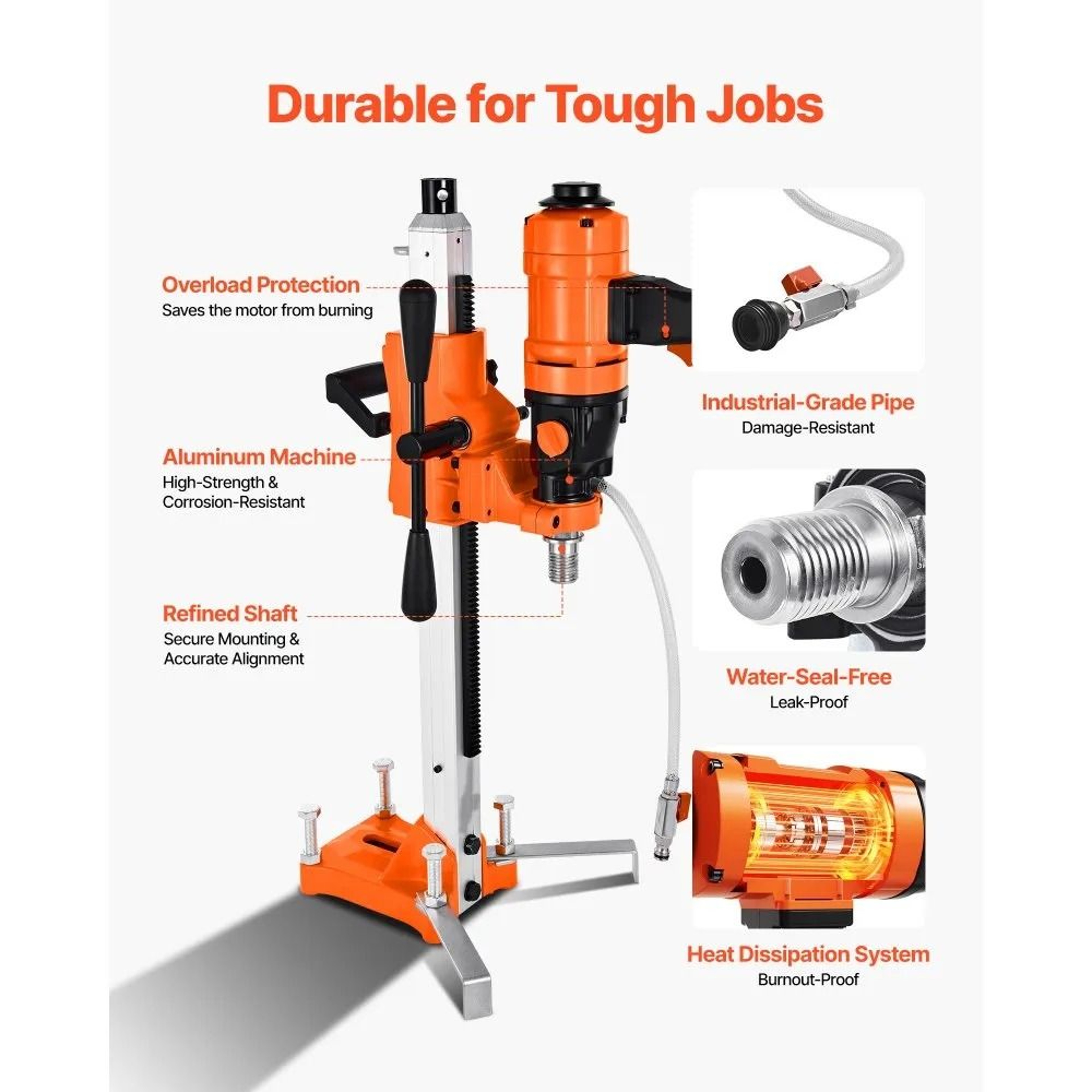 8 Inch Diamond Core Drill Machine Wet Dry Concrete Drilling Rig 6