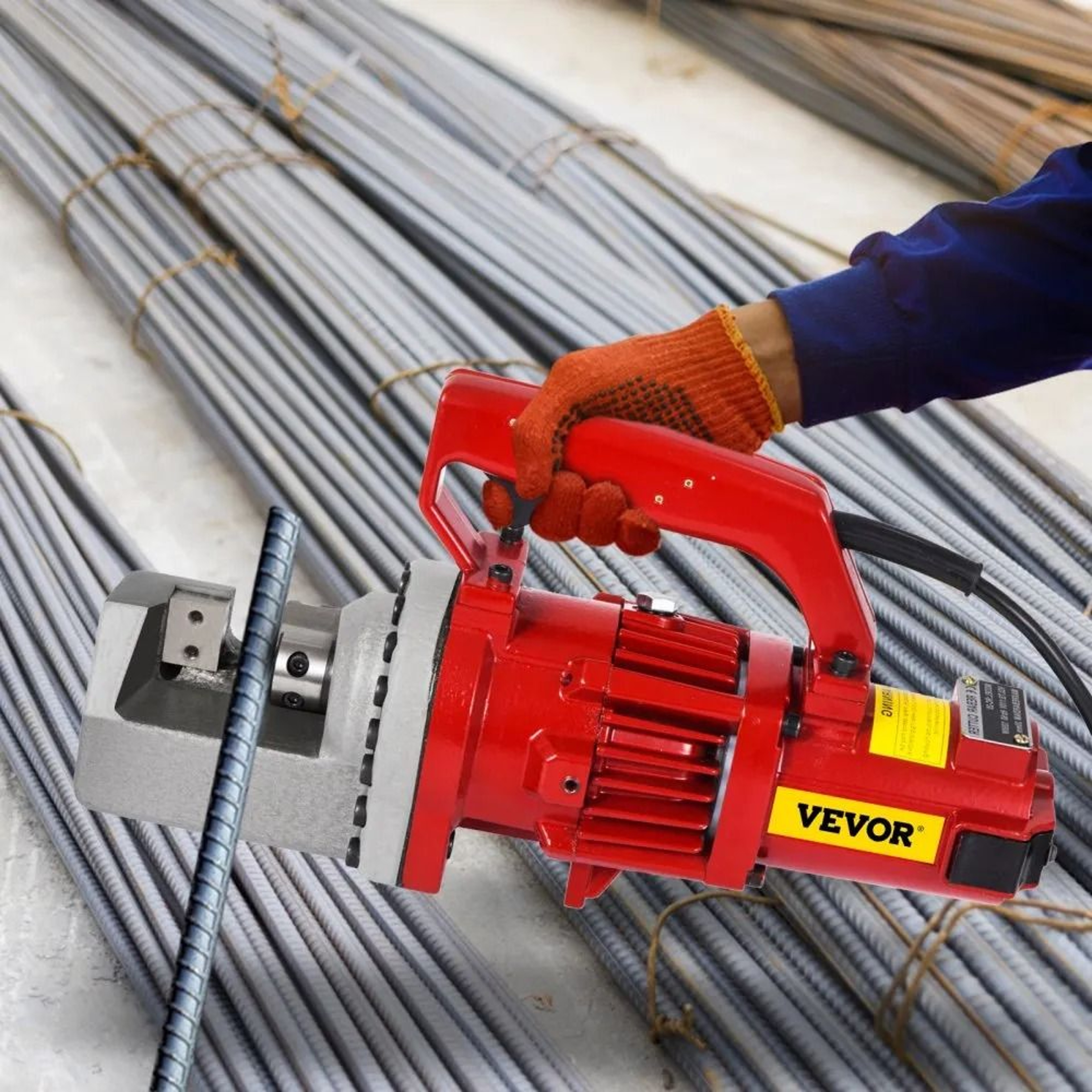 Portable Electric Hydraulic Rebar Cutter 1250W Heavy Duty Steel Bar Cutting Tool 7