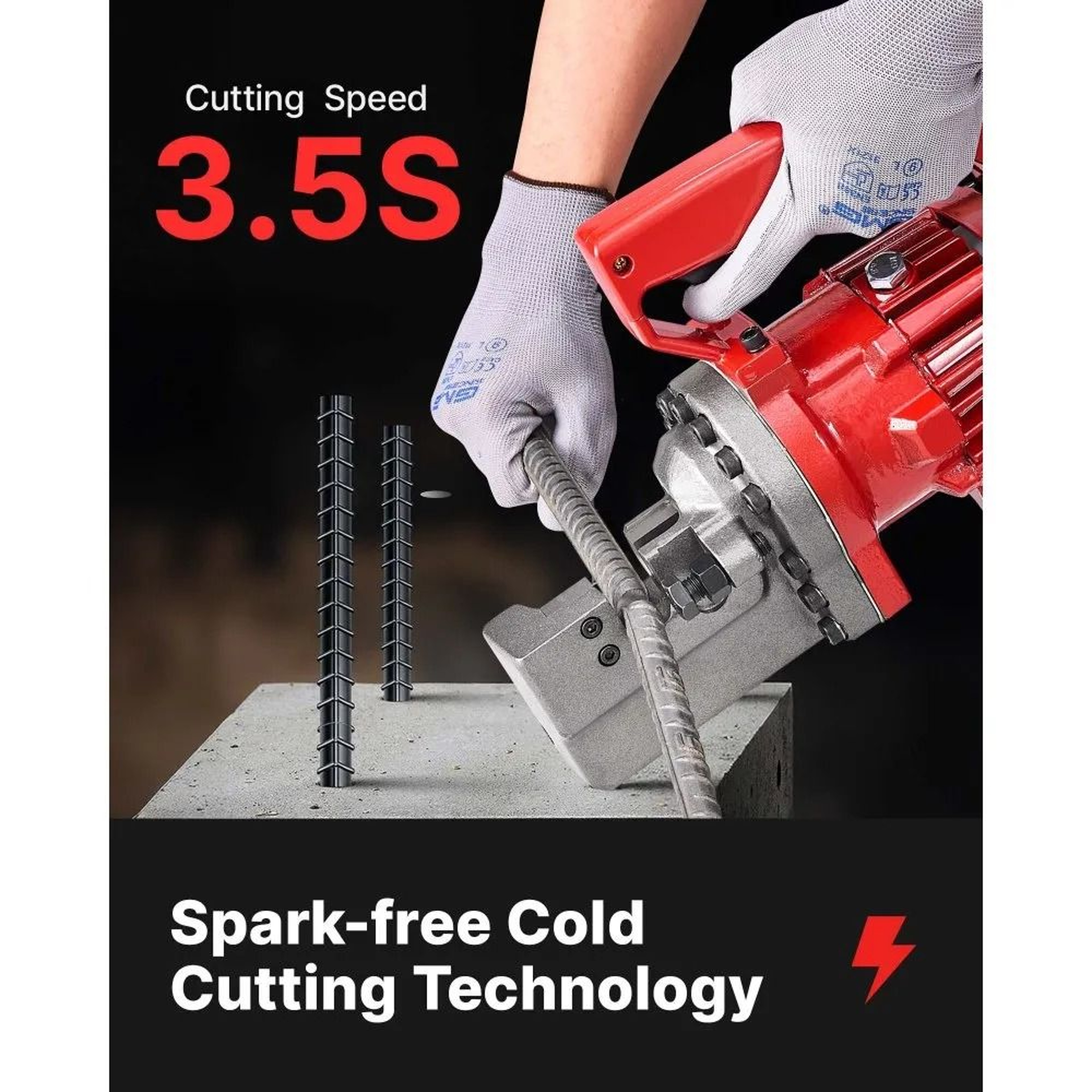 Portable Electric Hydraulic Rebar Cutter 1250W Heavy Duty Steel Bar Cutting Tool 5
