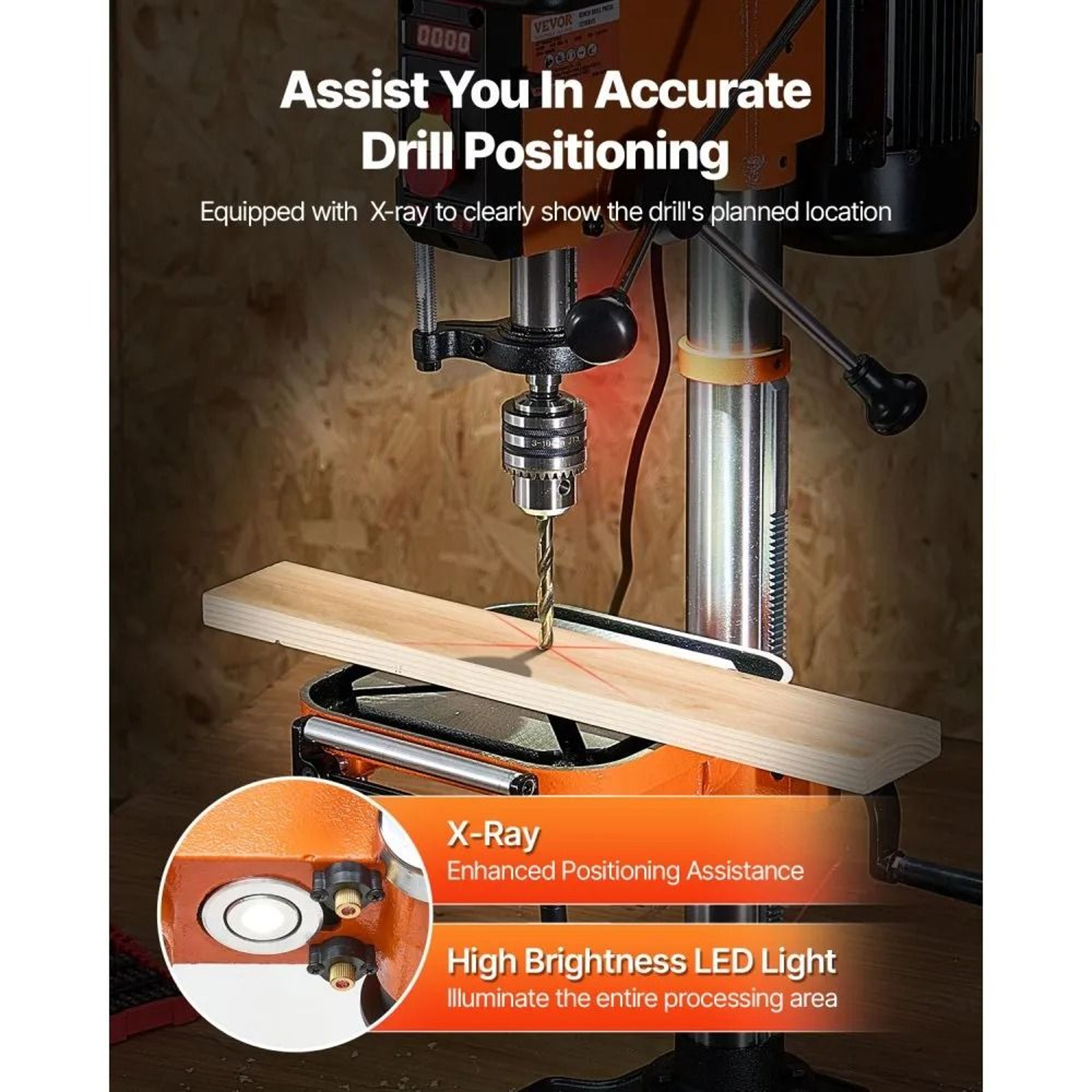 12 Inch Variable Speed Benchtop Drill Press For Wood And Metal 4