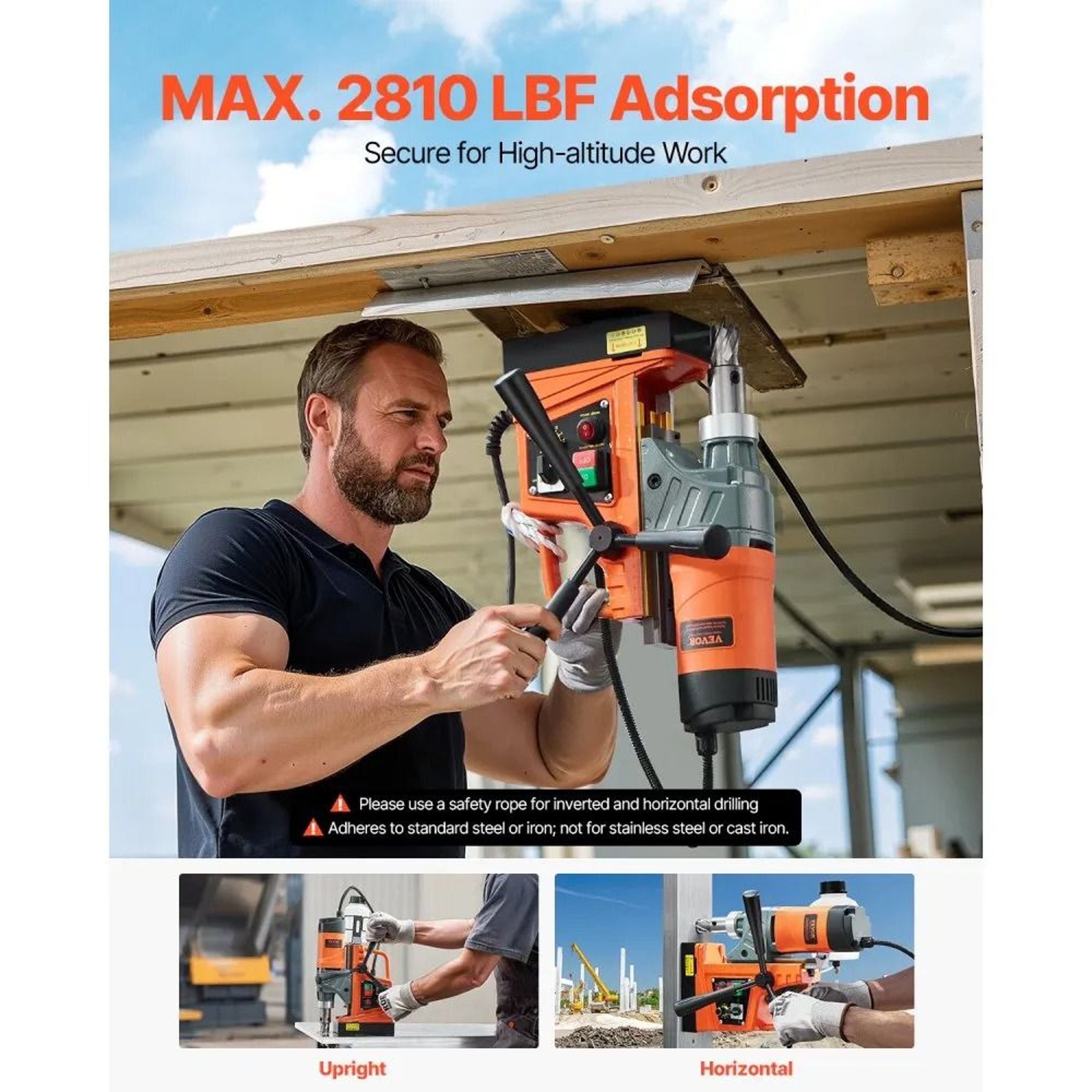 Portable Magnetic Drill Press 1450W Electric Mag Drill With Coring Bits 3