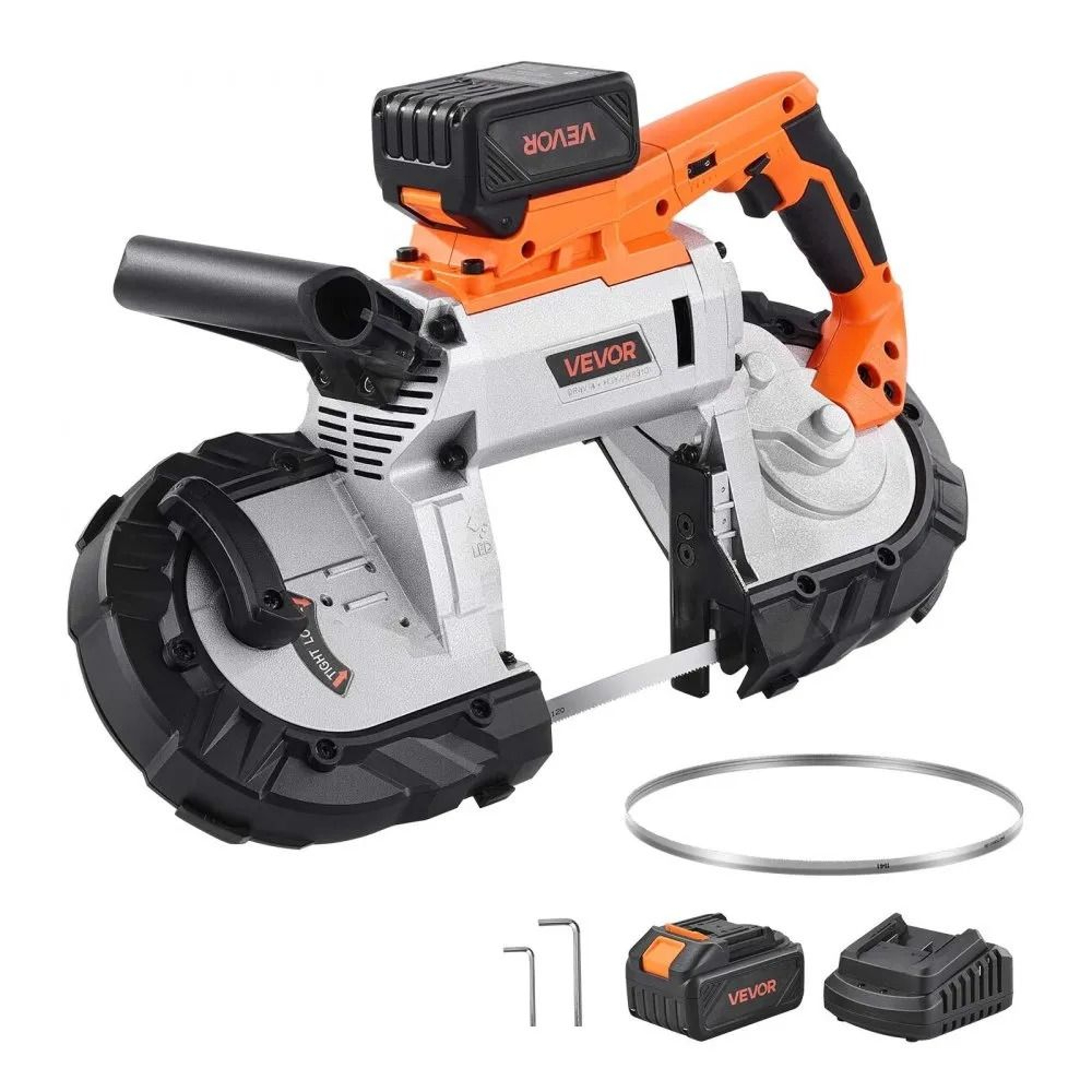 20V Cordless Portable Band Saw Kit 5 Inch Deep Cut Brushless Metal Cutting Tool 9