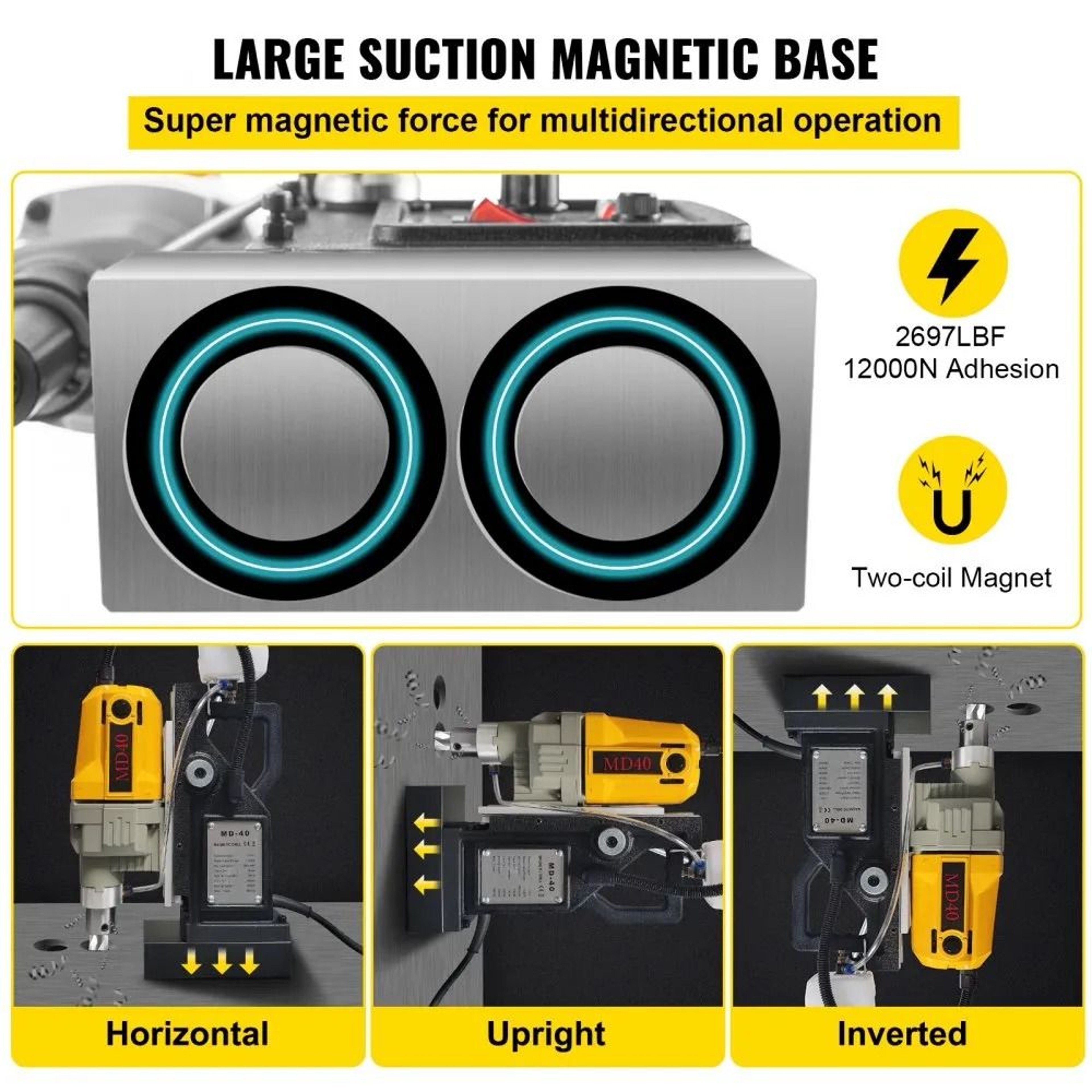 Magnetic Drill Press 1100W Portable Mag Drill With 7 Bits 2