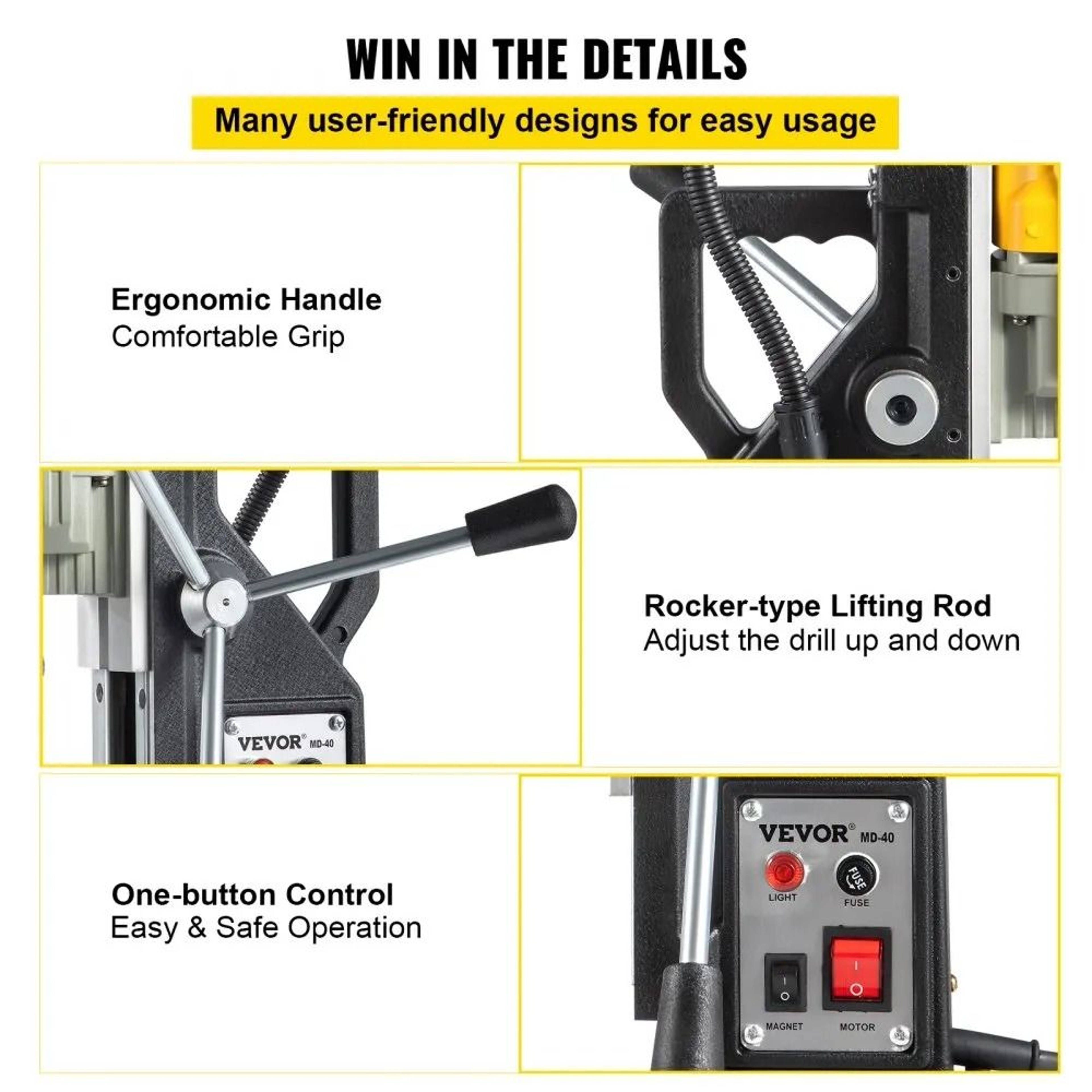 Magnetic Drill Press 1100W Portable Mag Drill With 12 Bits 6