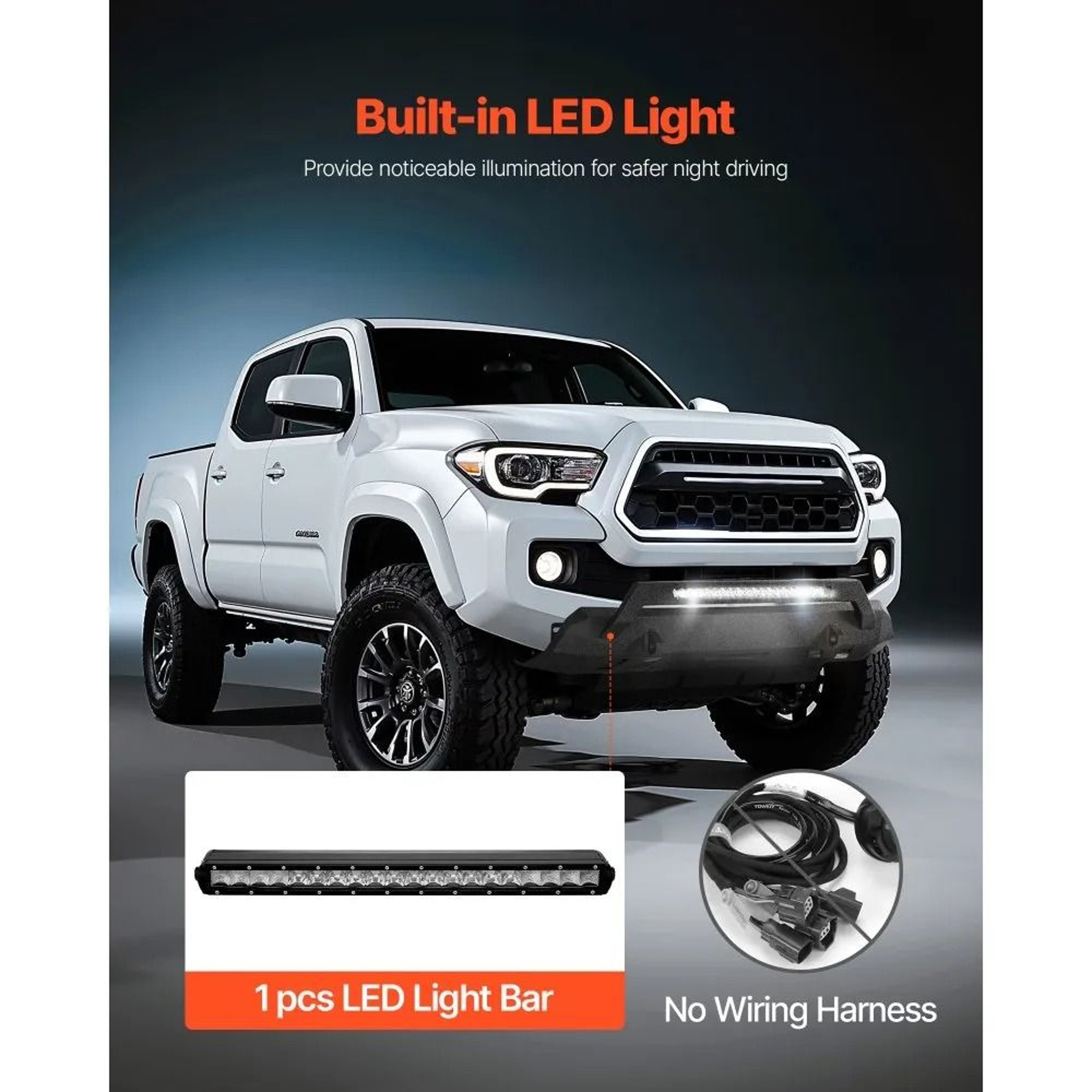 Heavy Duty Front Bumper For Toyota Tacoma 20162023 With LED Light Bar And Winch Mount 3