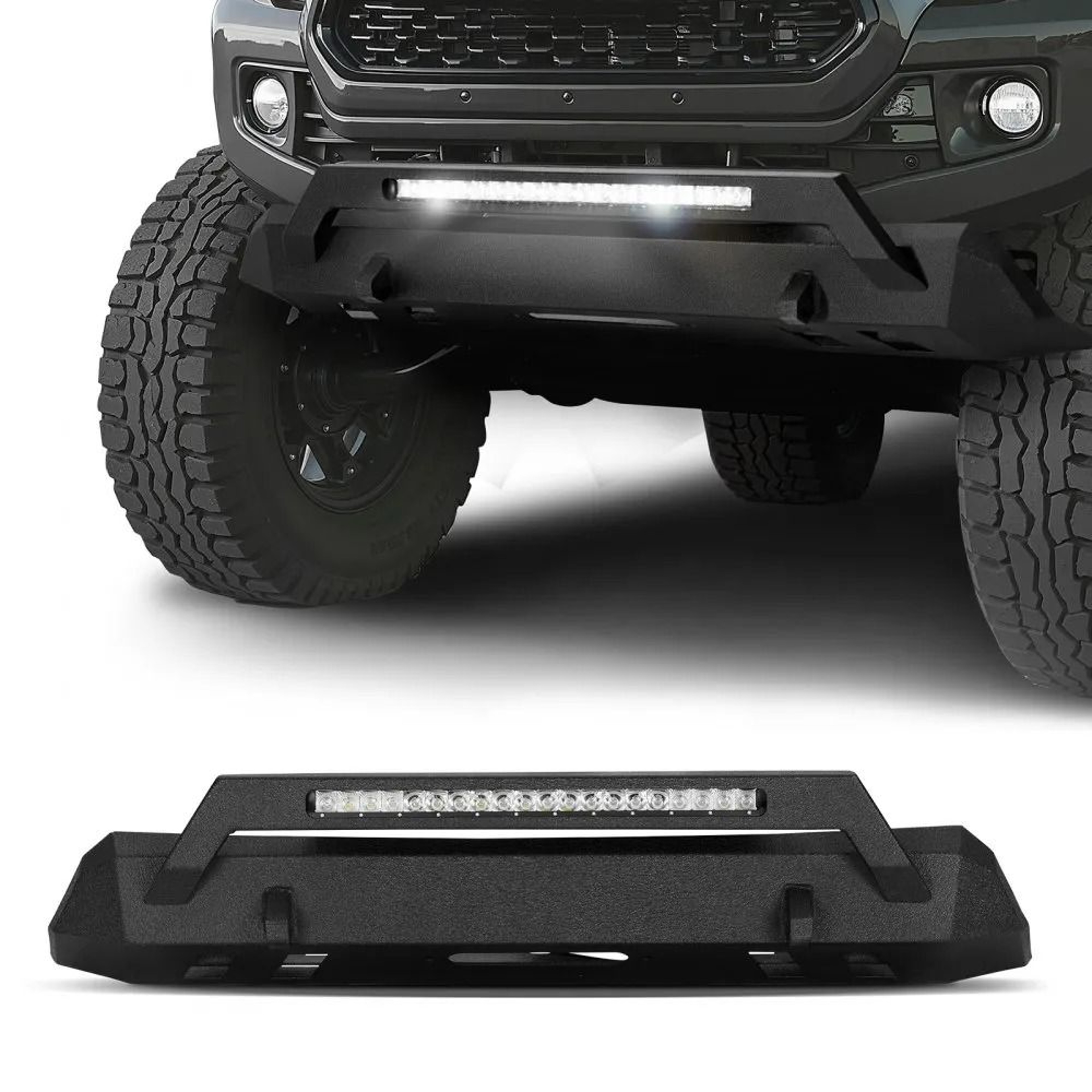 Heavy Duty Front Bumper For Toyota Tacoma 20162023 With LED Light Bar And Winch Mount 1