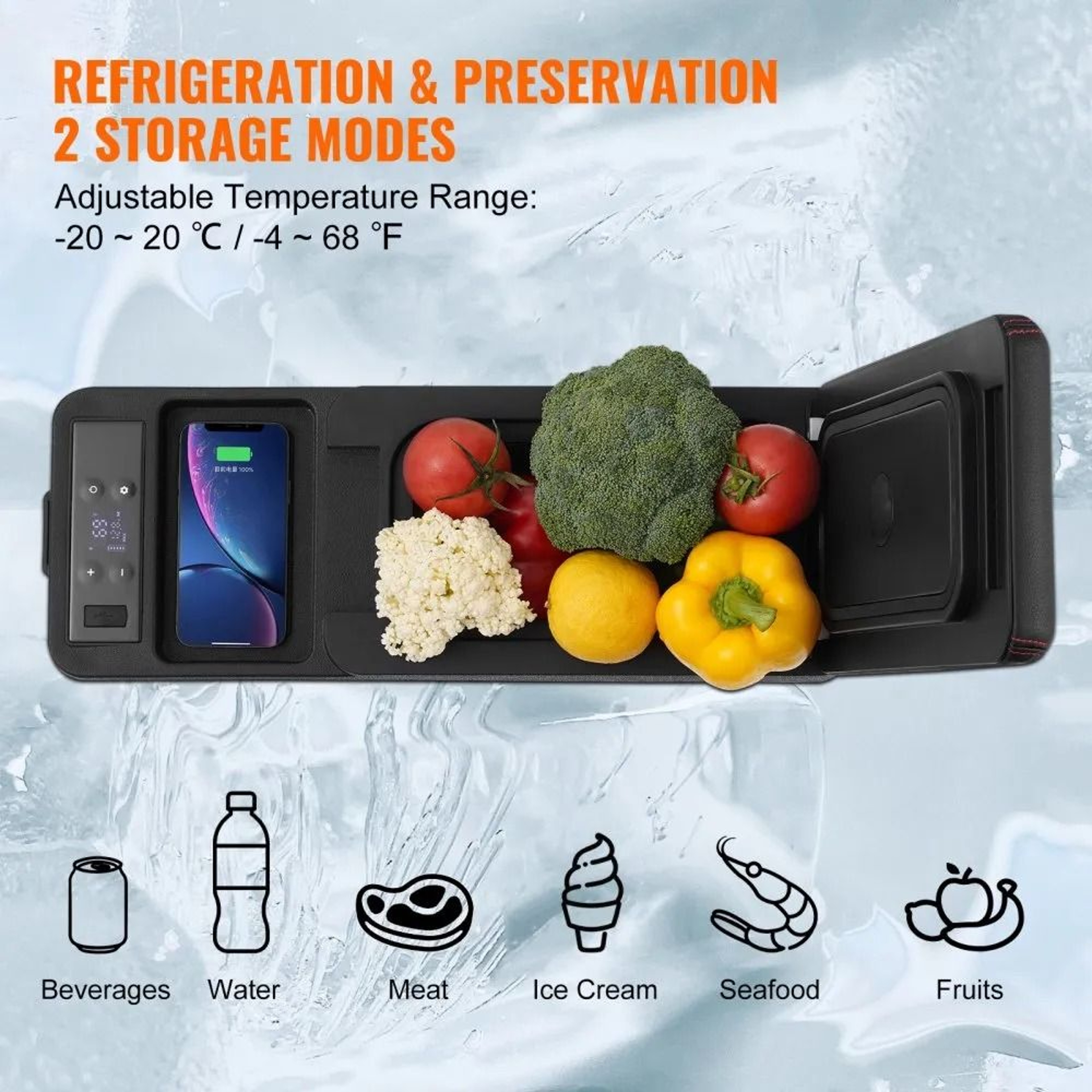 8L Portable Car Refrigerator Freezer With Compressor Cooling And Bluetooth Control 5