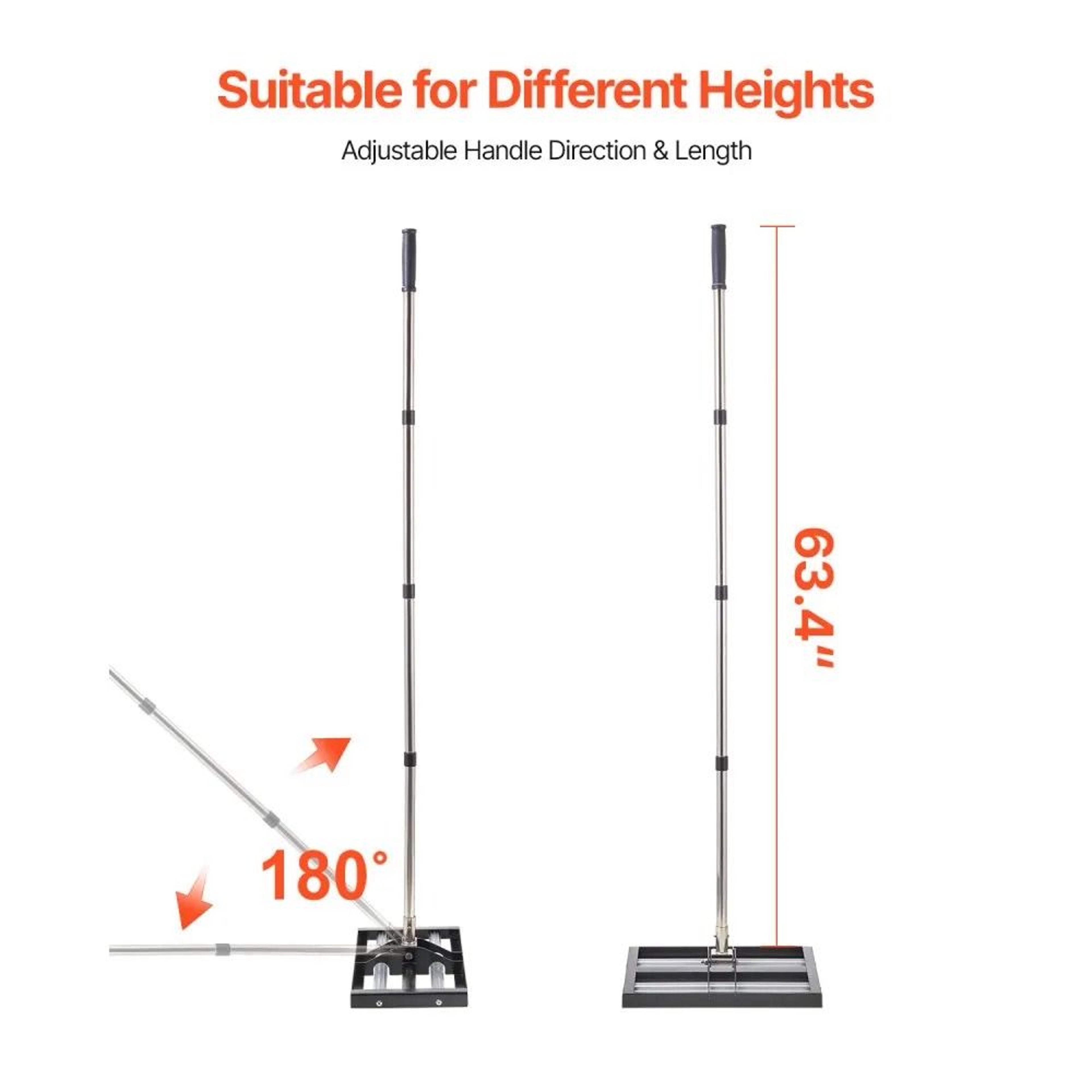Lawn Leveling Rake 17x10 Inch Stainless Steel Yard Leveler With Adjustable Handle 4