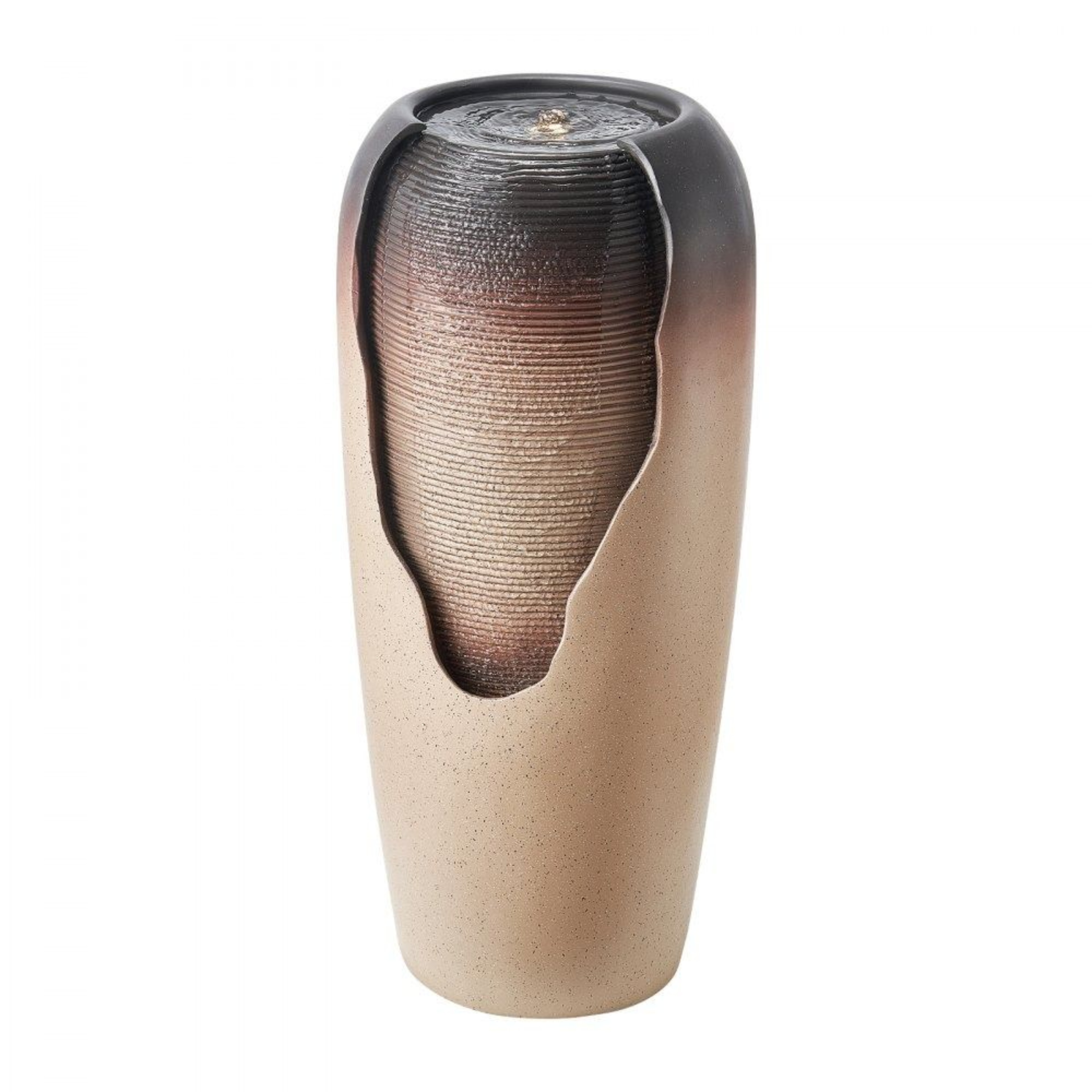 Outdoor Water Fountain With LED Light Glazed Jar Garden Waterfall 7